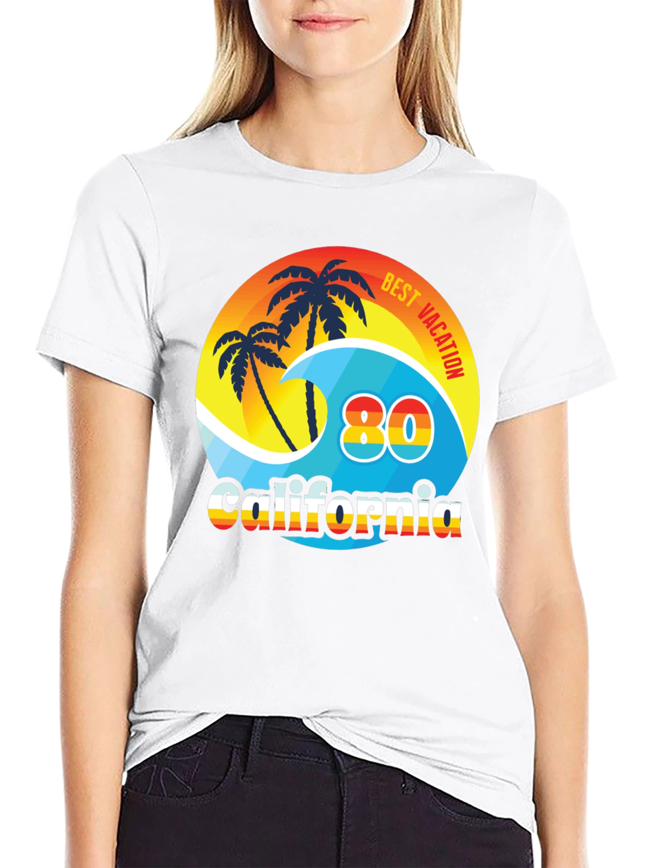 Black California 80's Best Vacation T-Shirt view 9