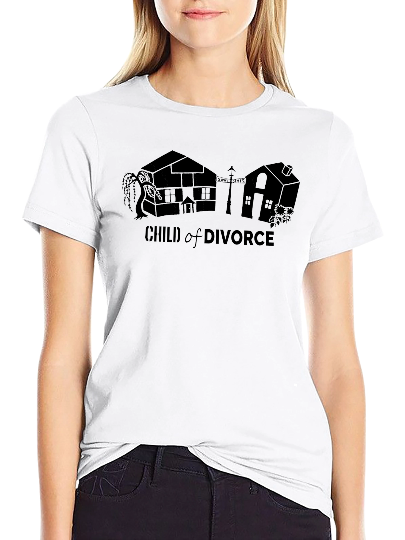 Black Child of Divorce Graphic Tee - Black Cotton T-Shirt view 9