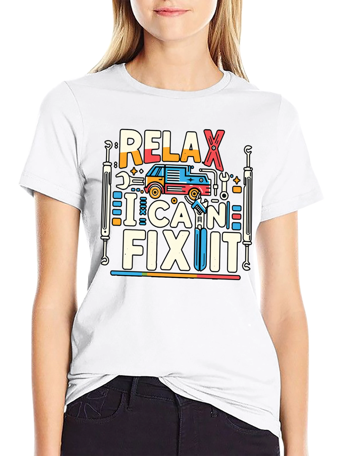 Black Relax I Can Fix It Graphic Tee - Mechanic Shirt view 9
