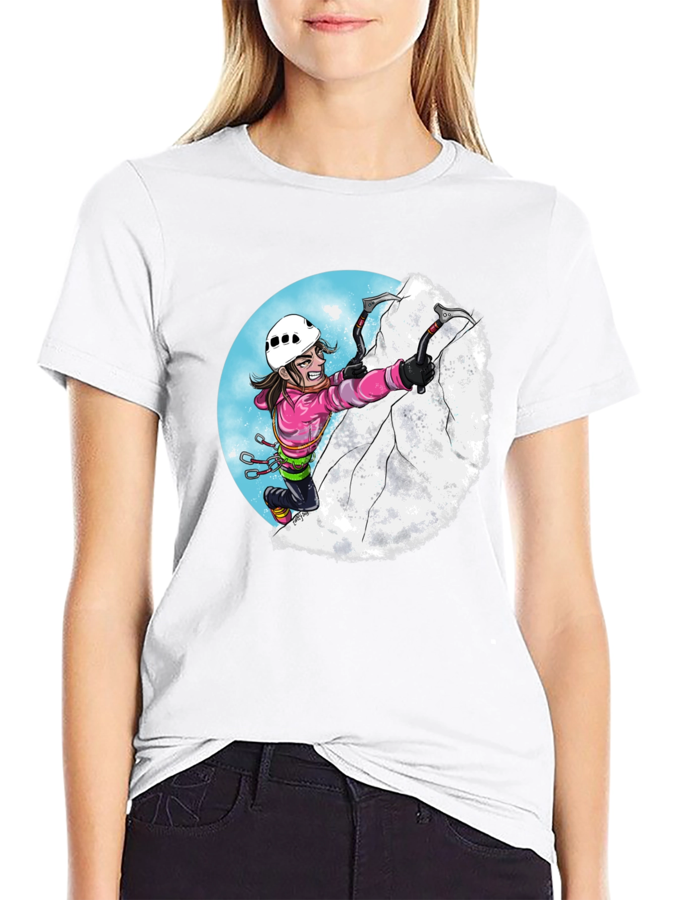 Black Climbing Cartoon Graphic Tee view 9