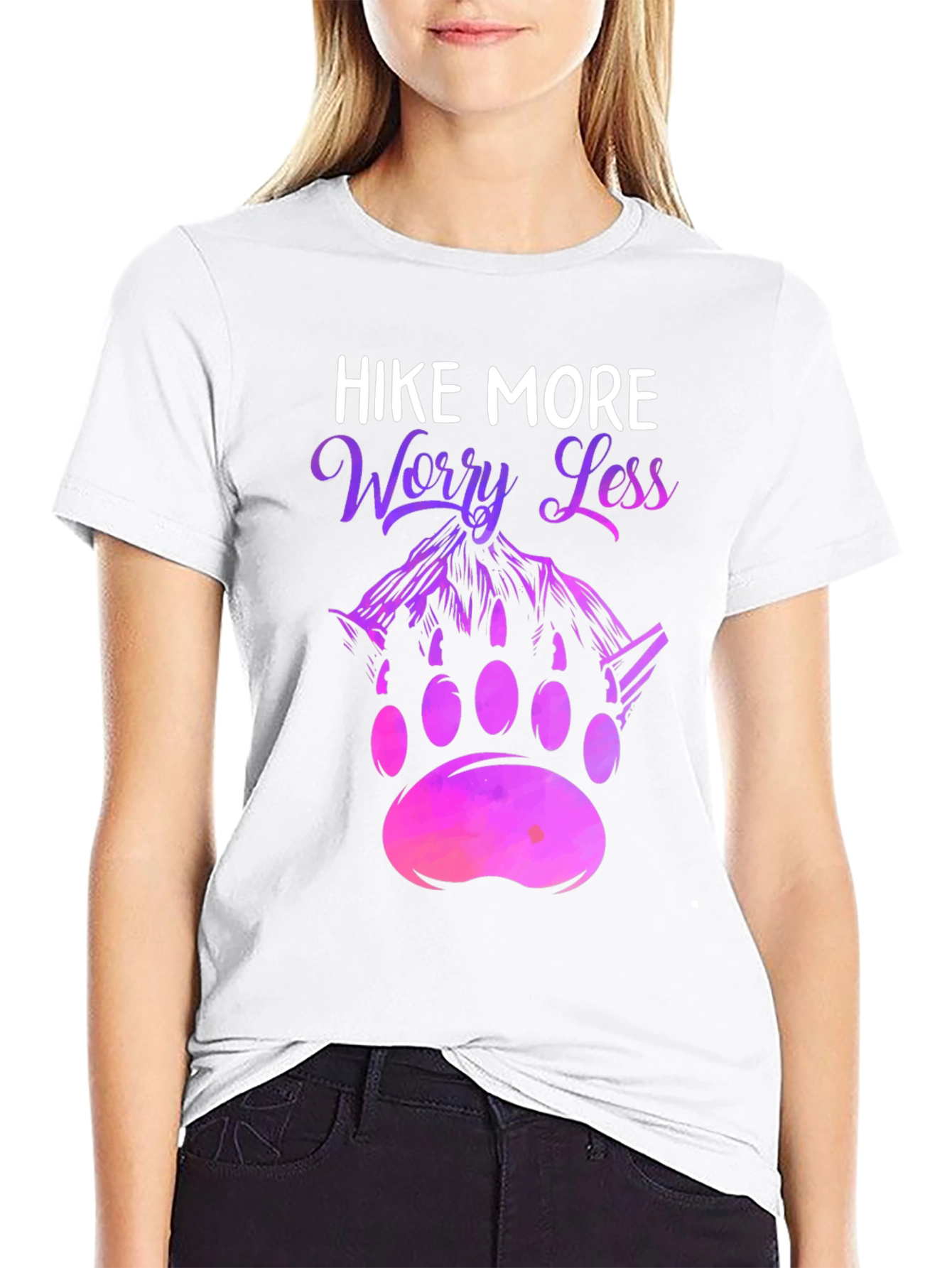 Black Hike More Worry Less Graphic Tee view 9