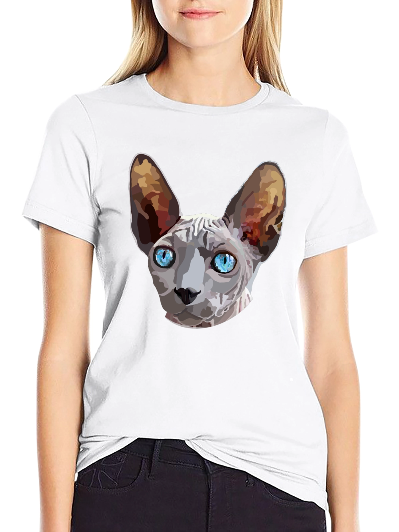 Black Sphynx Cat Graphic T-Shirt - Unique Design Tee view 9