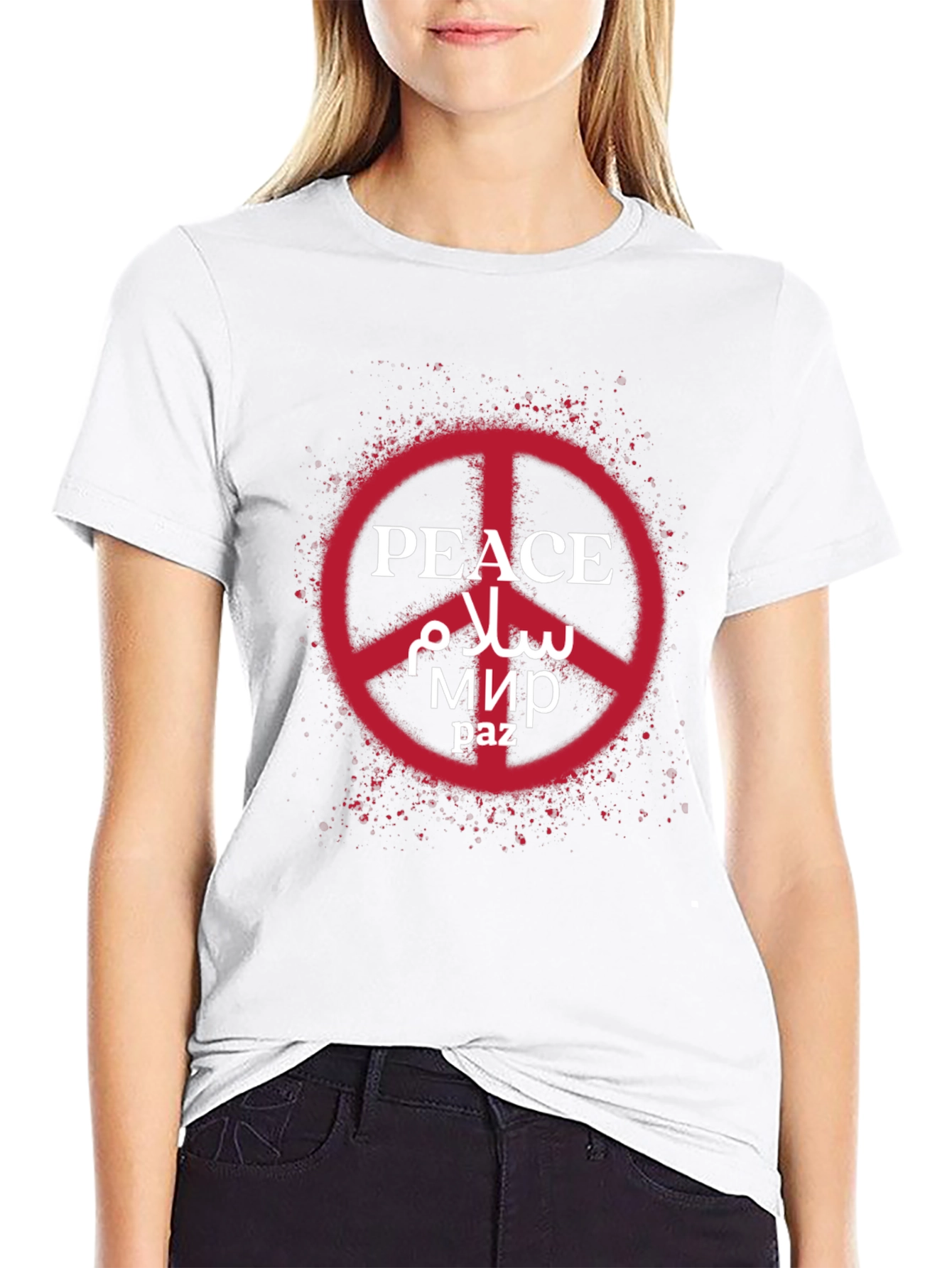 Peace Symbol T-Shirt: Multi-Language Peace Design - 9