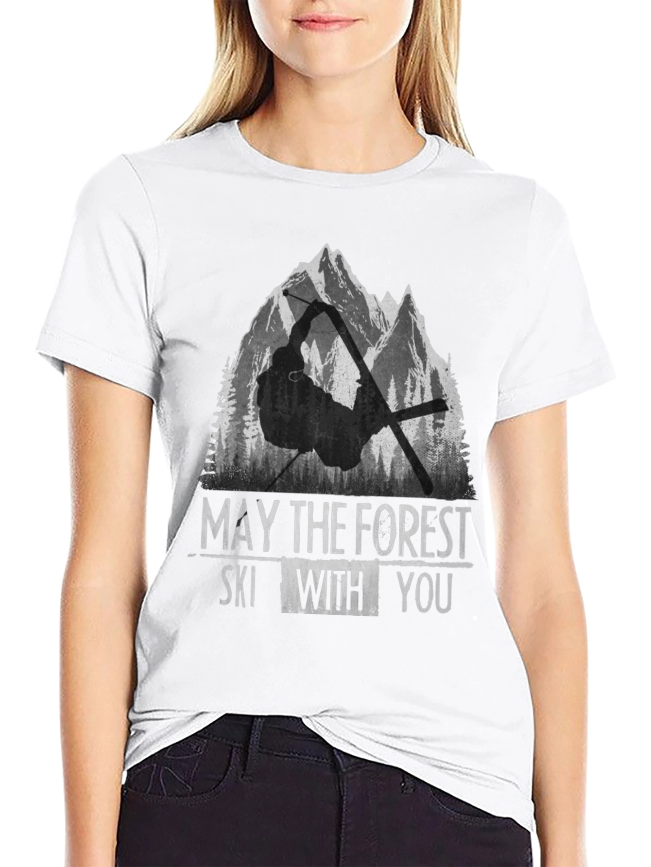 Black May the Forest Ski With You Black Graphic Tee view 9