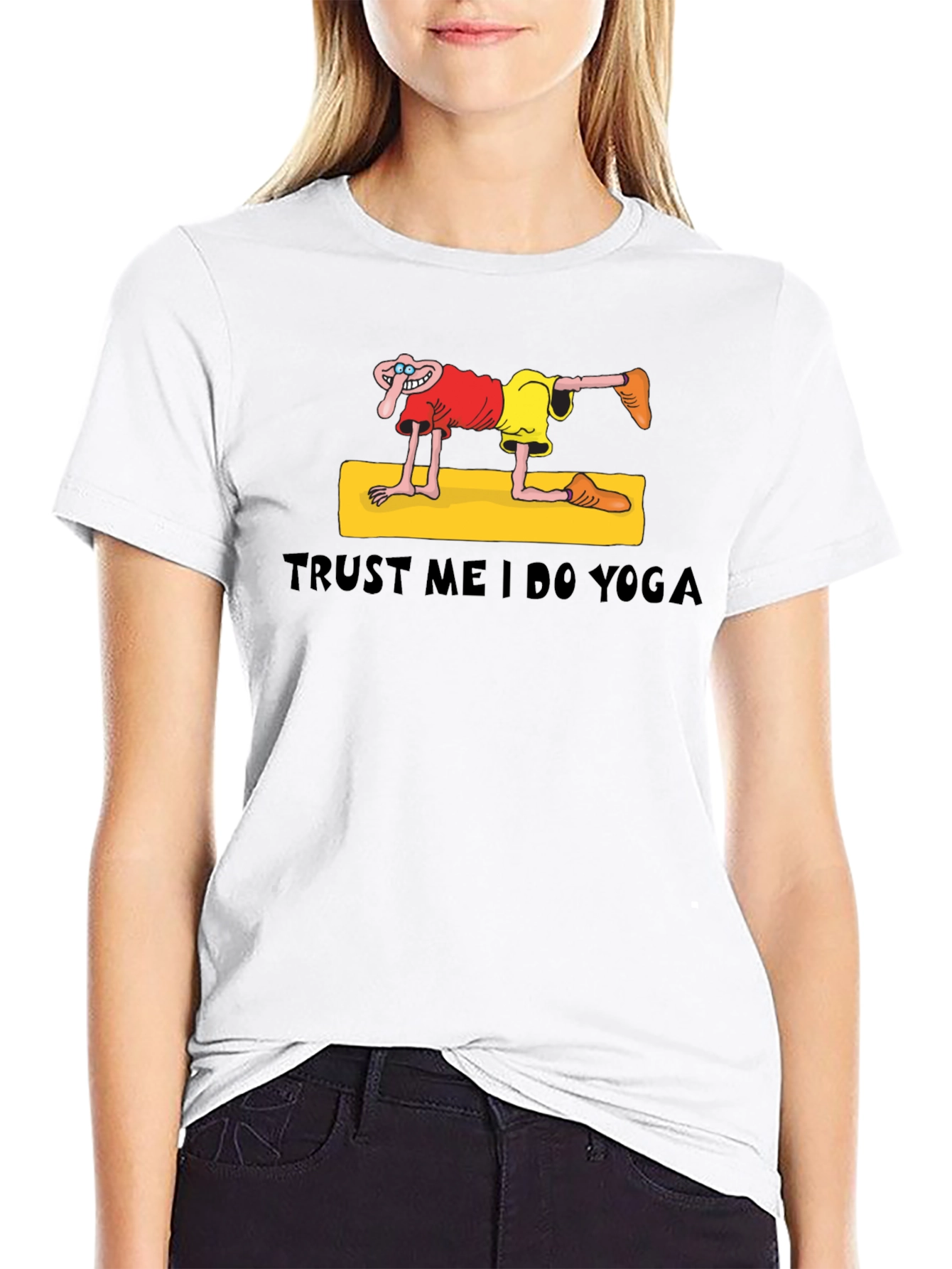 Black Trust Me I Do Yoga Funny Graphic T-Shirt view 9