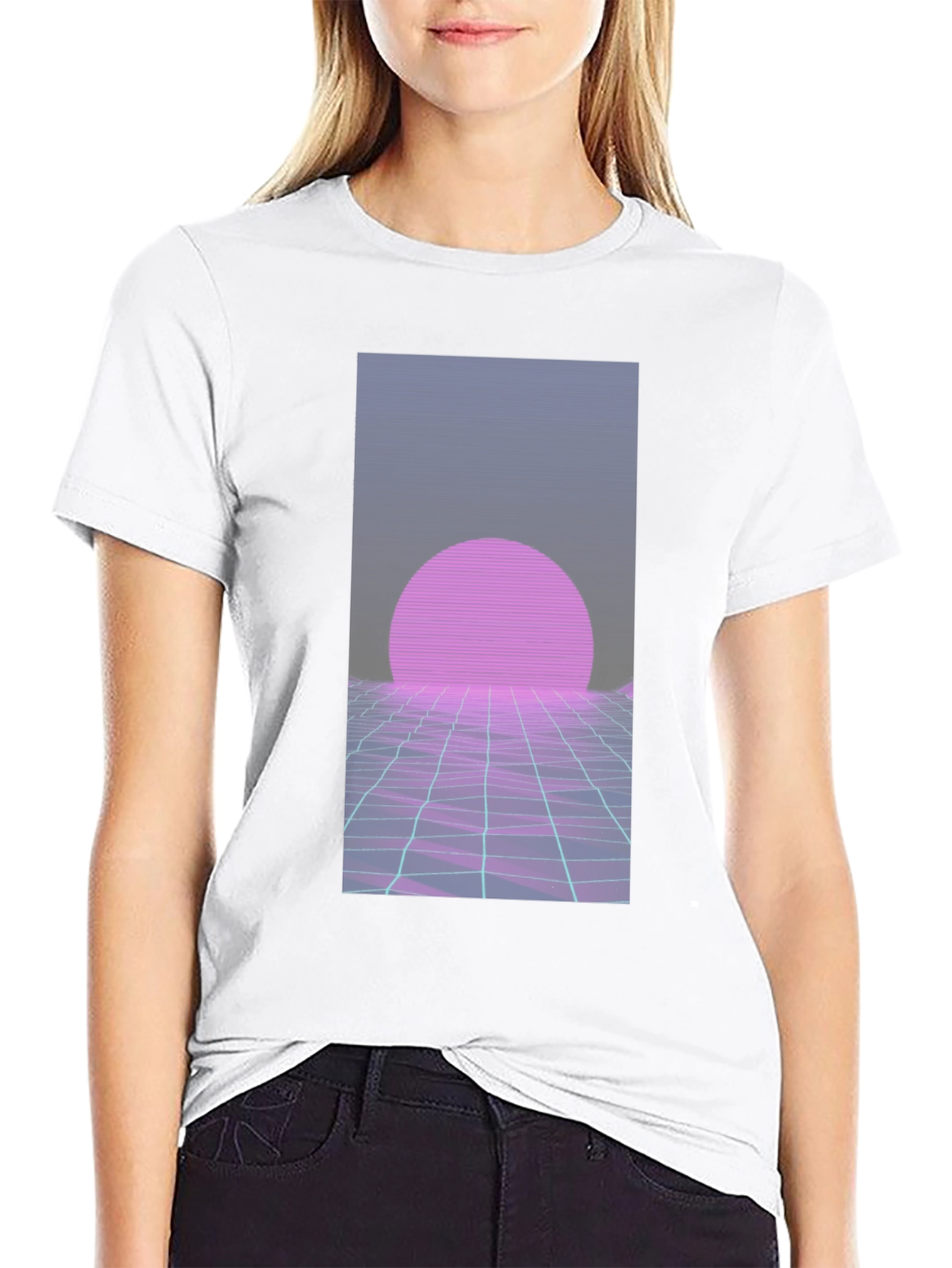 Black Retro Wave T-Shirt: 80s Style Sunset Graphic Tee view 9