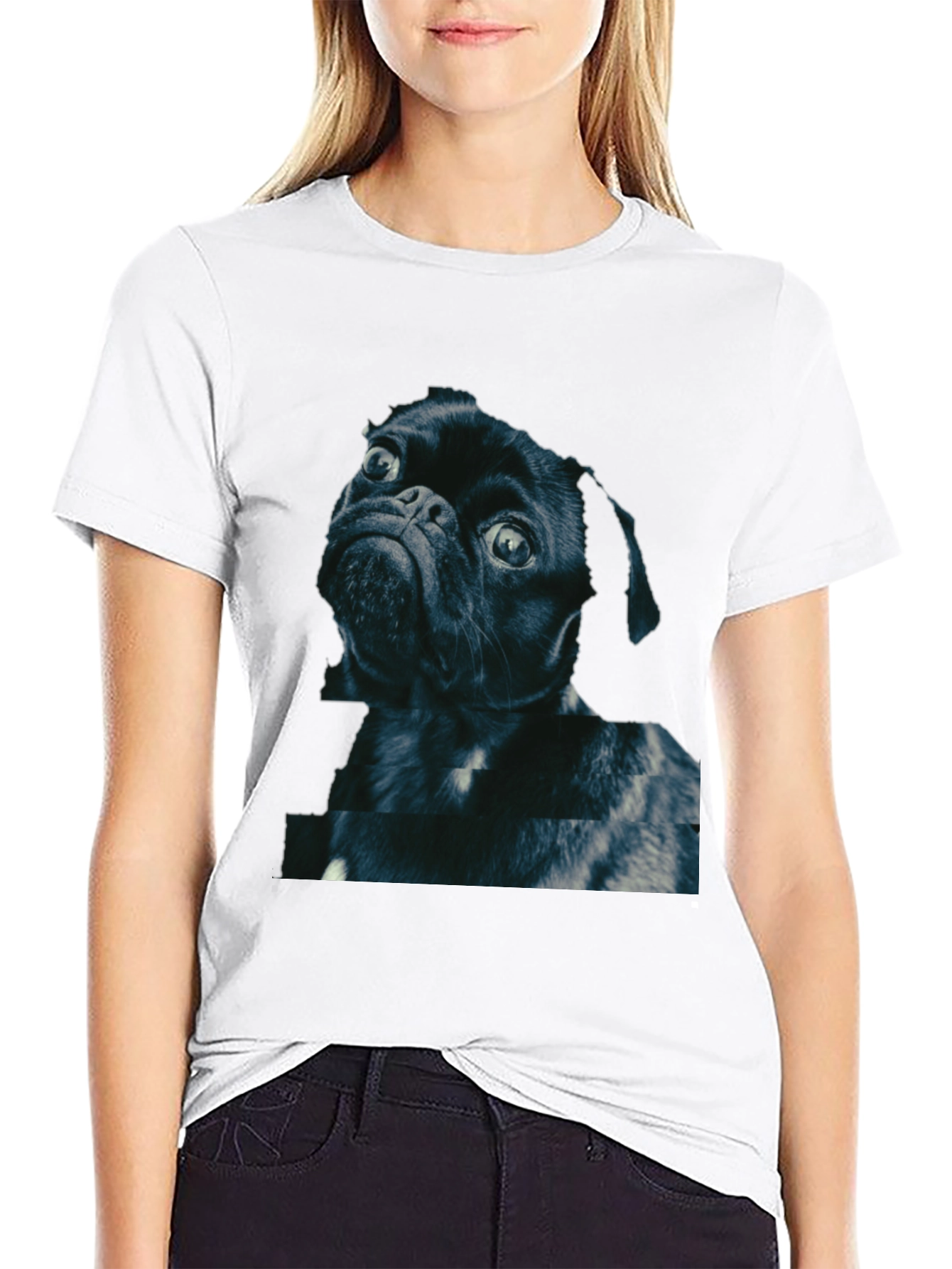 Black Pug Graphic Tee - Black Cotton Blend view 9