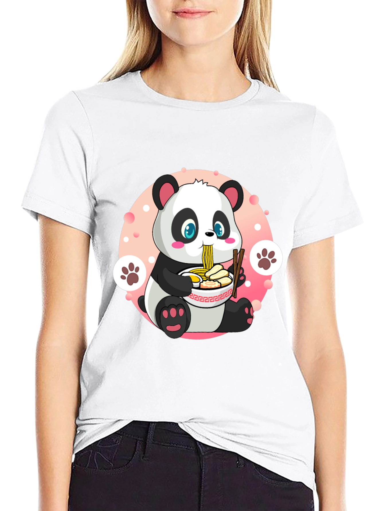 Black Cute Panda Ramen T-Shirt - Fun Anime Style view 9