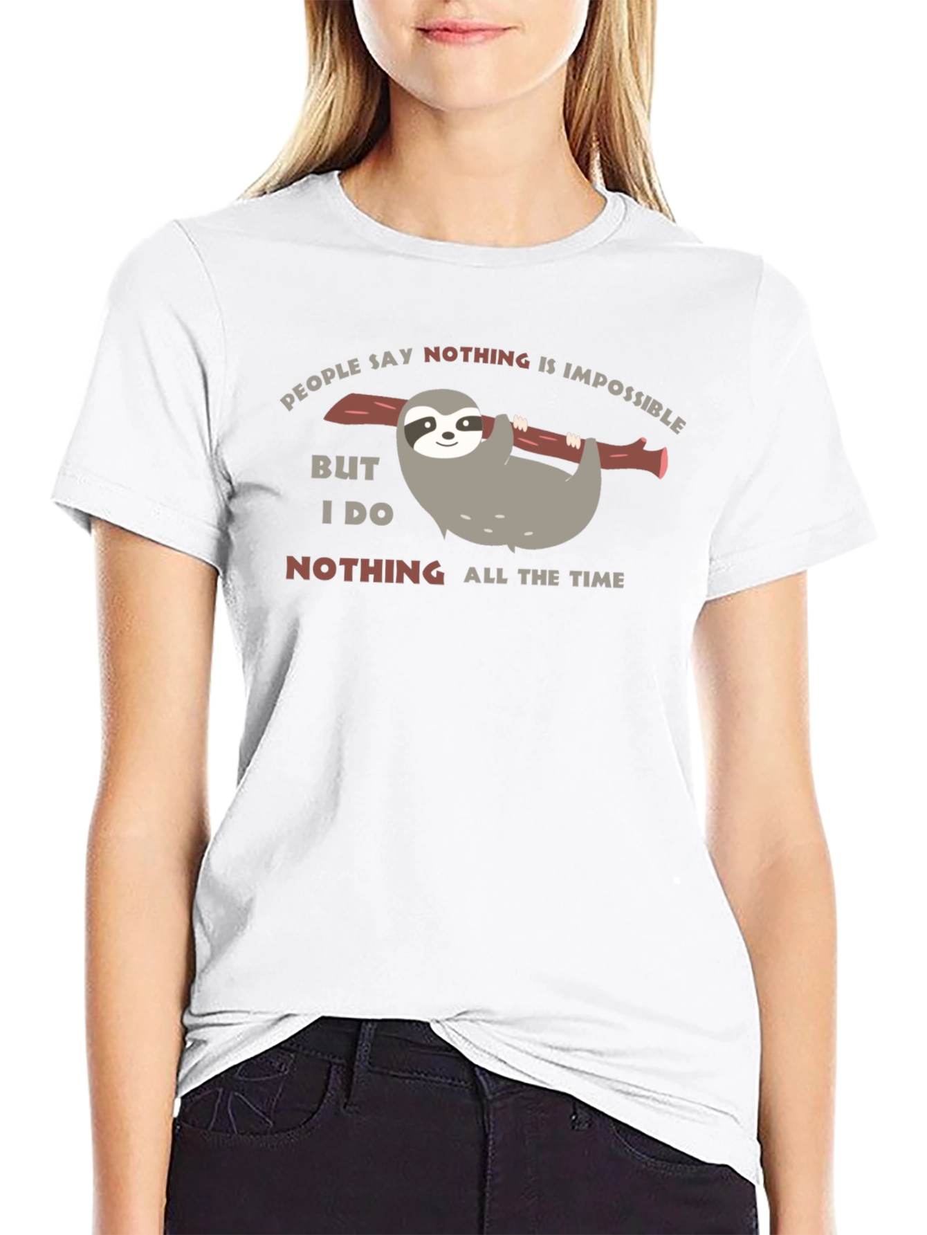 Black Funny Sloth Nothing All The Time Black T-Shirt view 9