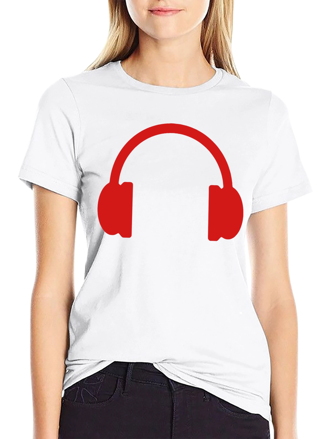 Black Red Headphone Graphic T-Shirt - Music Lover Tee view 9