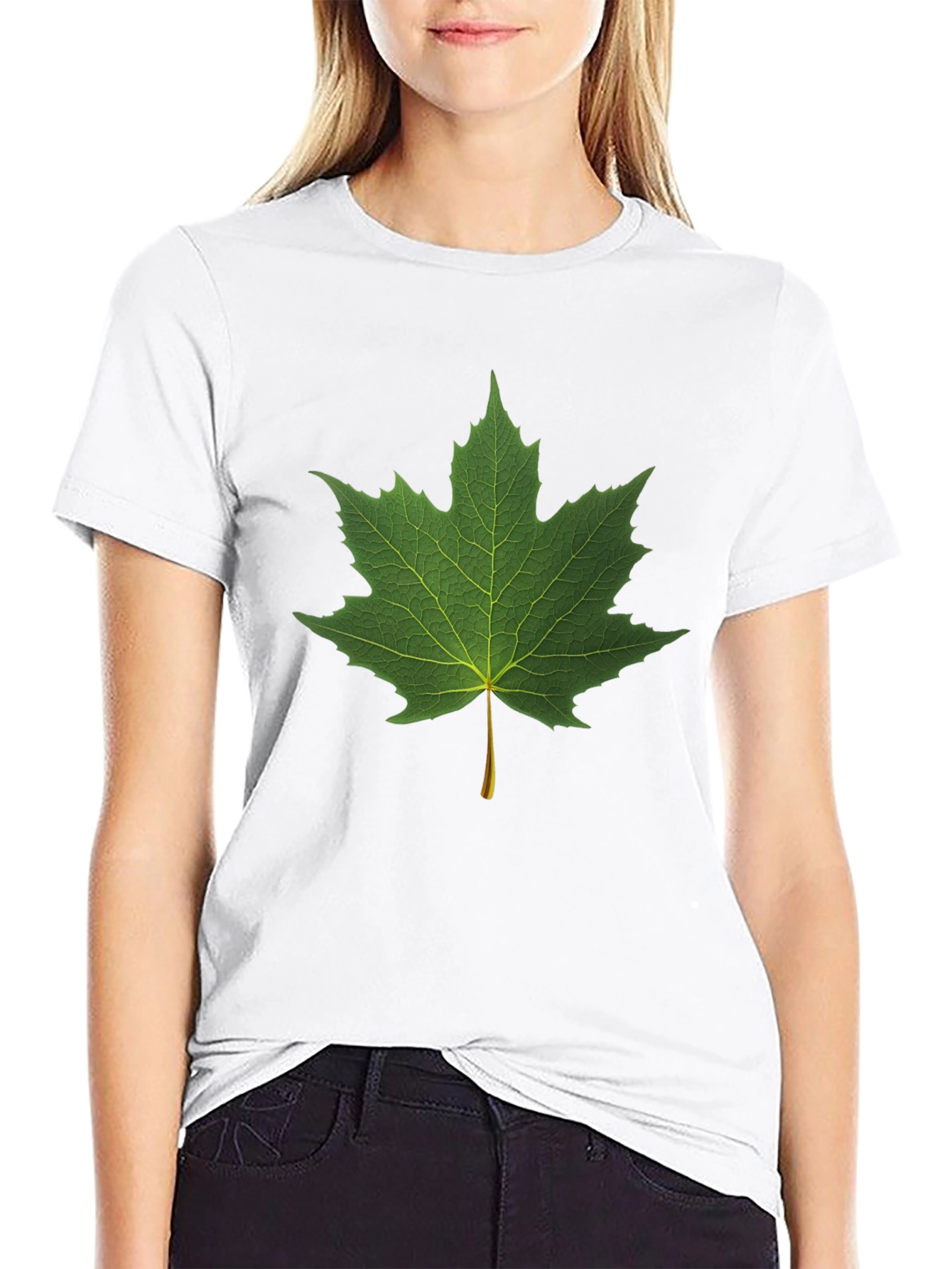 Black Maple Leaf Graphic Black T-Shirt view 9