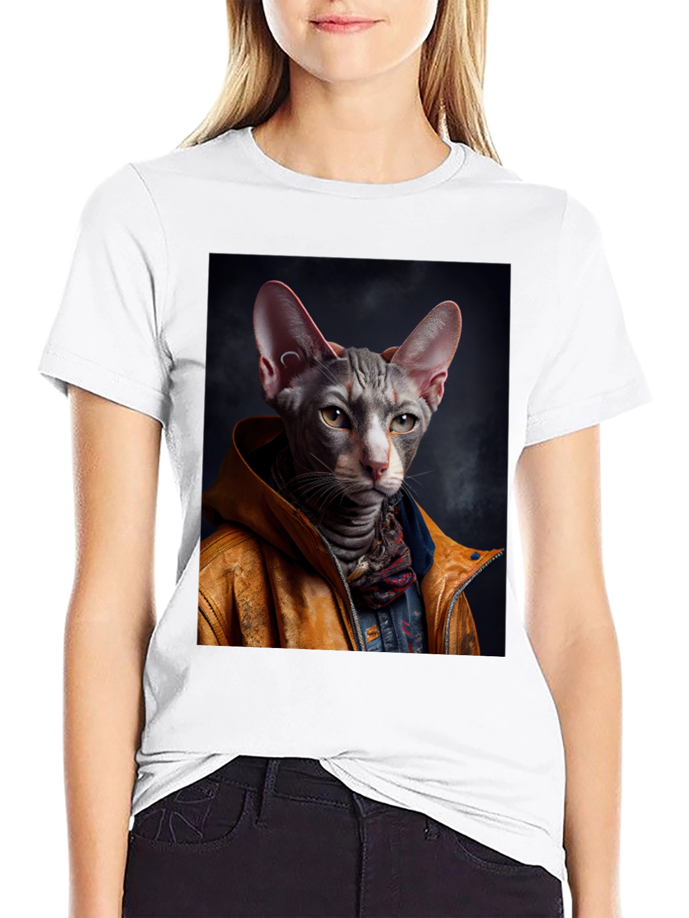 Black Cool Cat T-Shirt - Unique Graphic Tee view 9