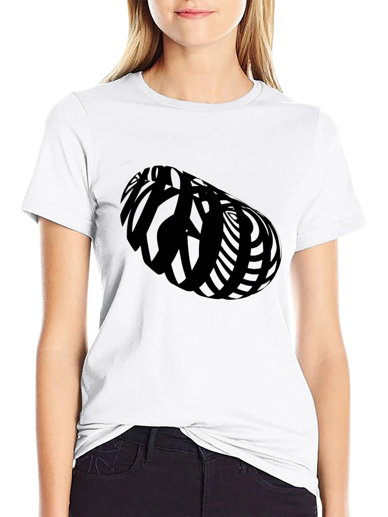 Black Abstract Graphic Black T-Shirt view 9