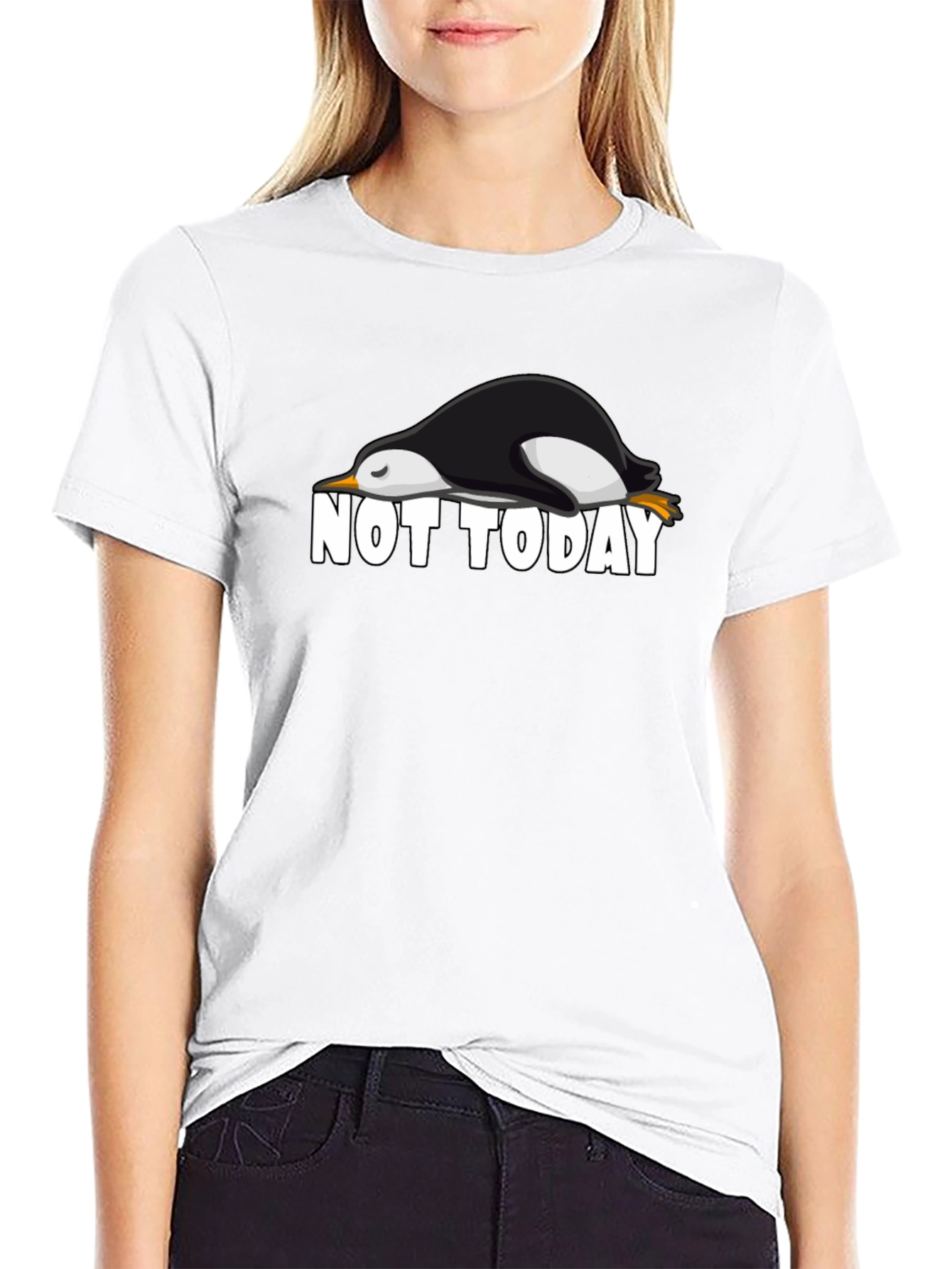 Black Not Today Penguin Graphic Tee - Black view 9