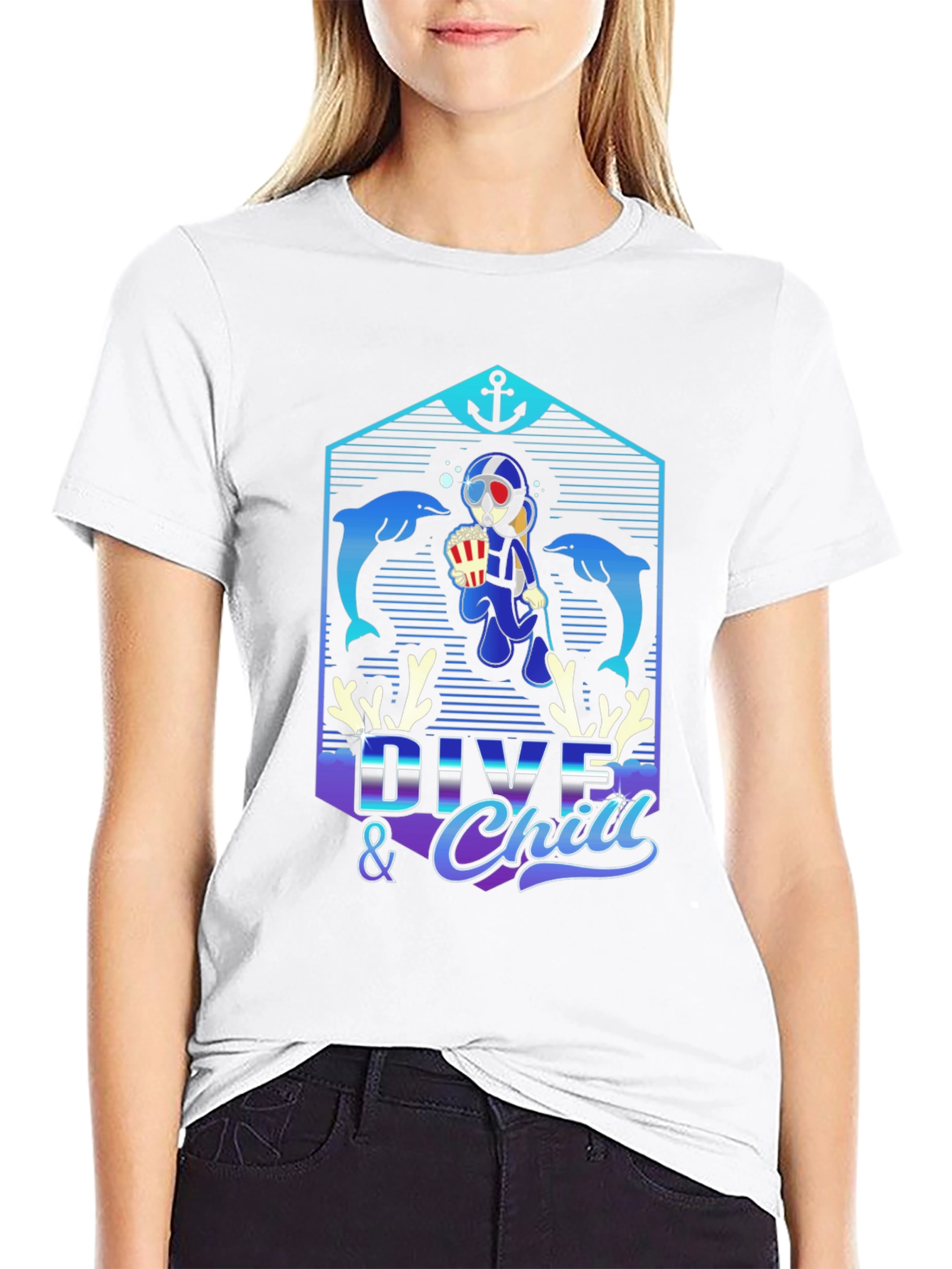 Black Dive & Chill Graphic T-Shirt view 9