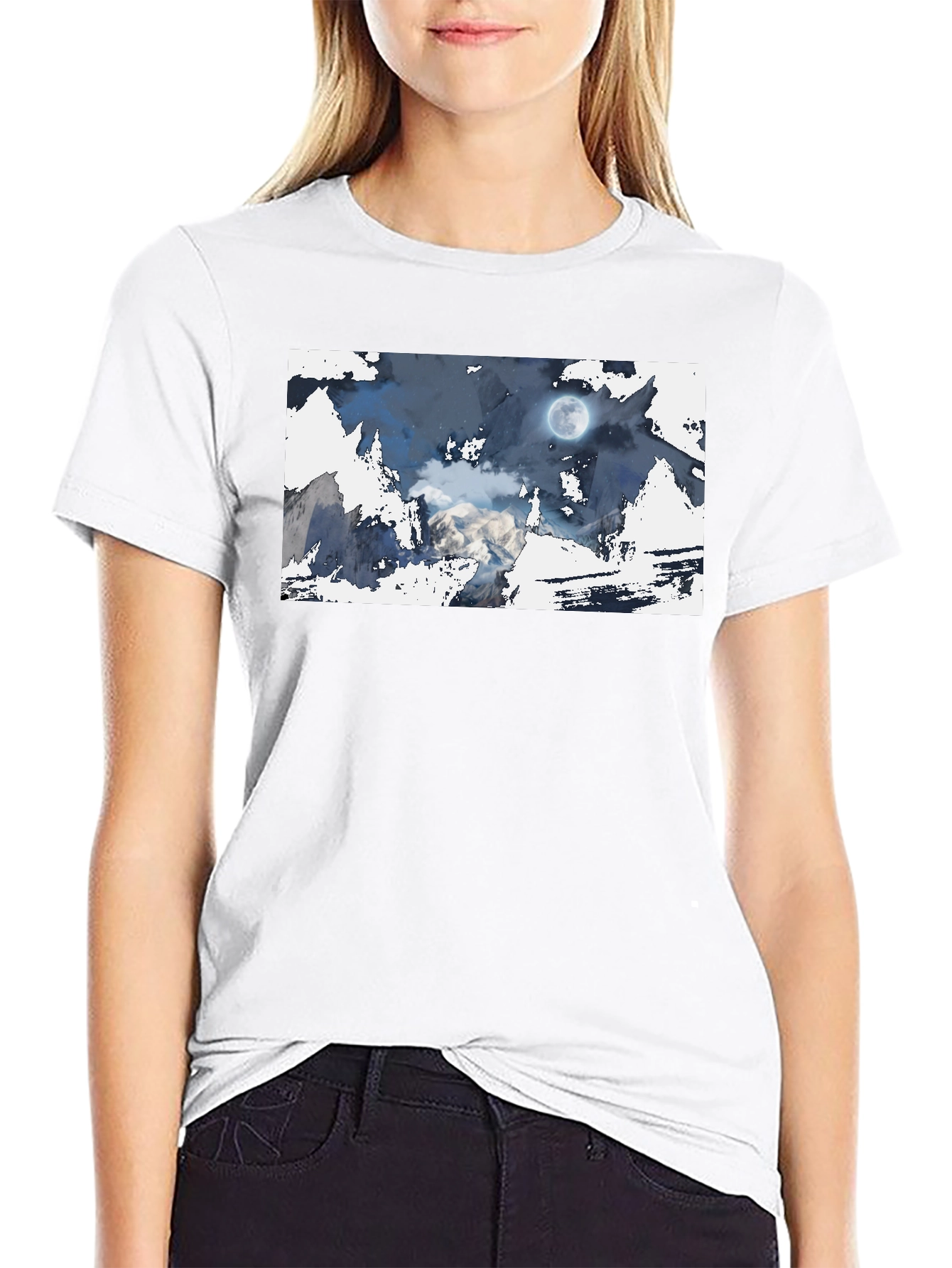 Black Moonlit Mountain Tee - Stylish Graphic Print view 9