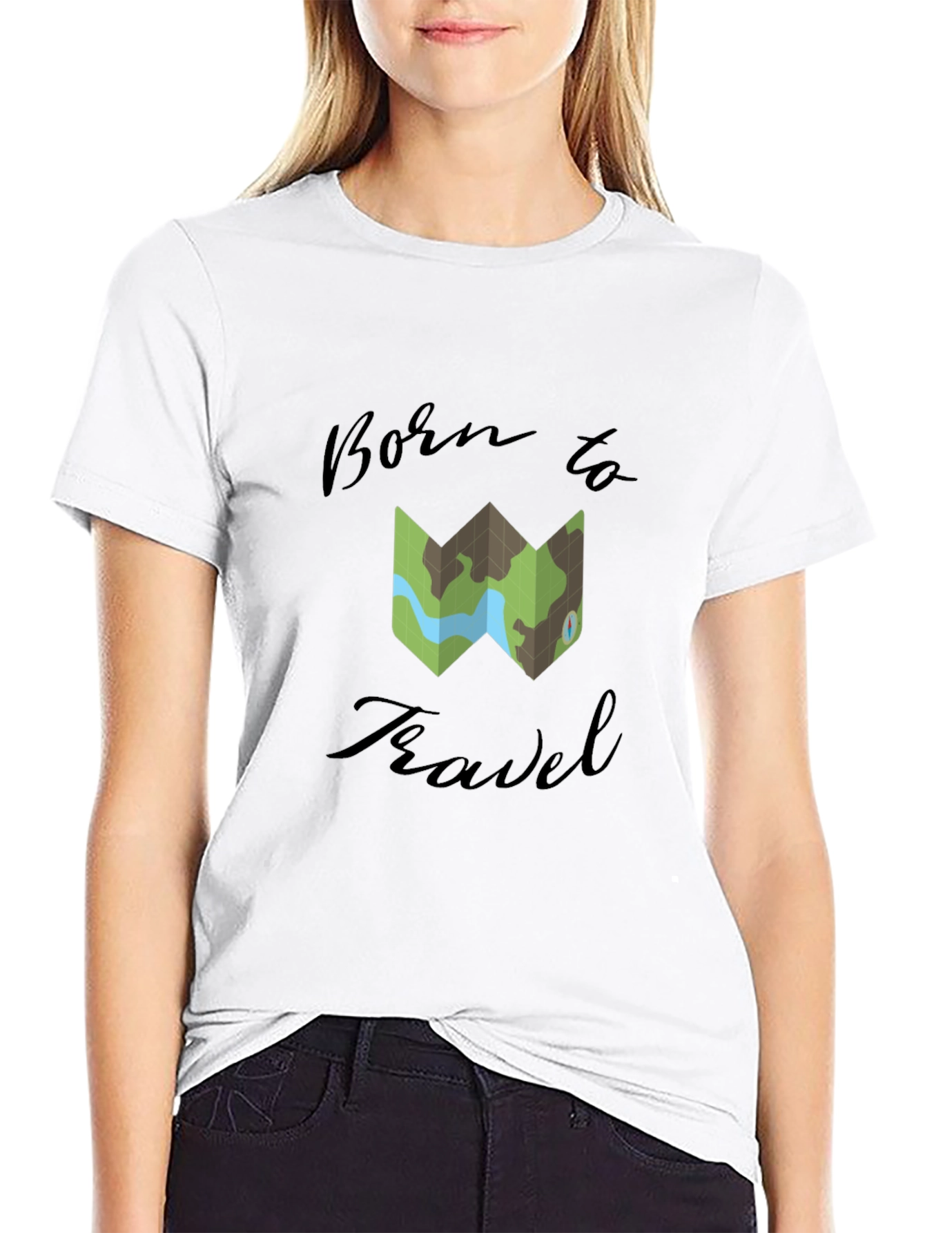 Black Born to Travel Graphic T-Shirt view 9