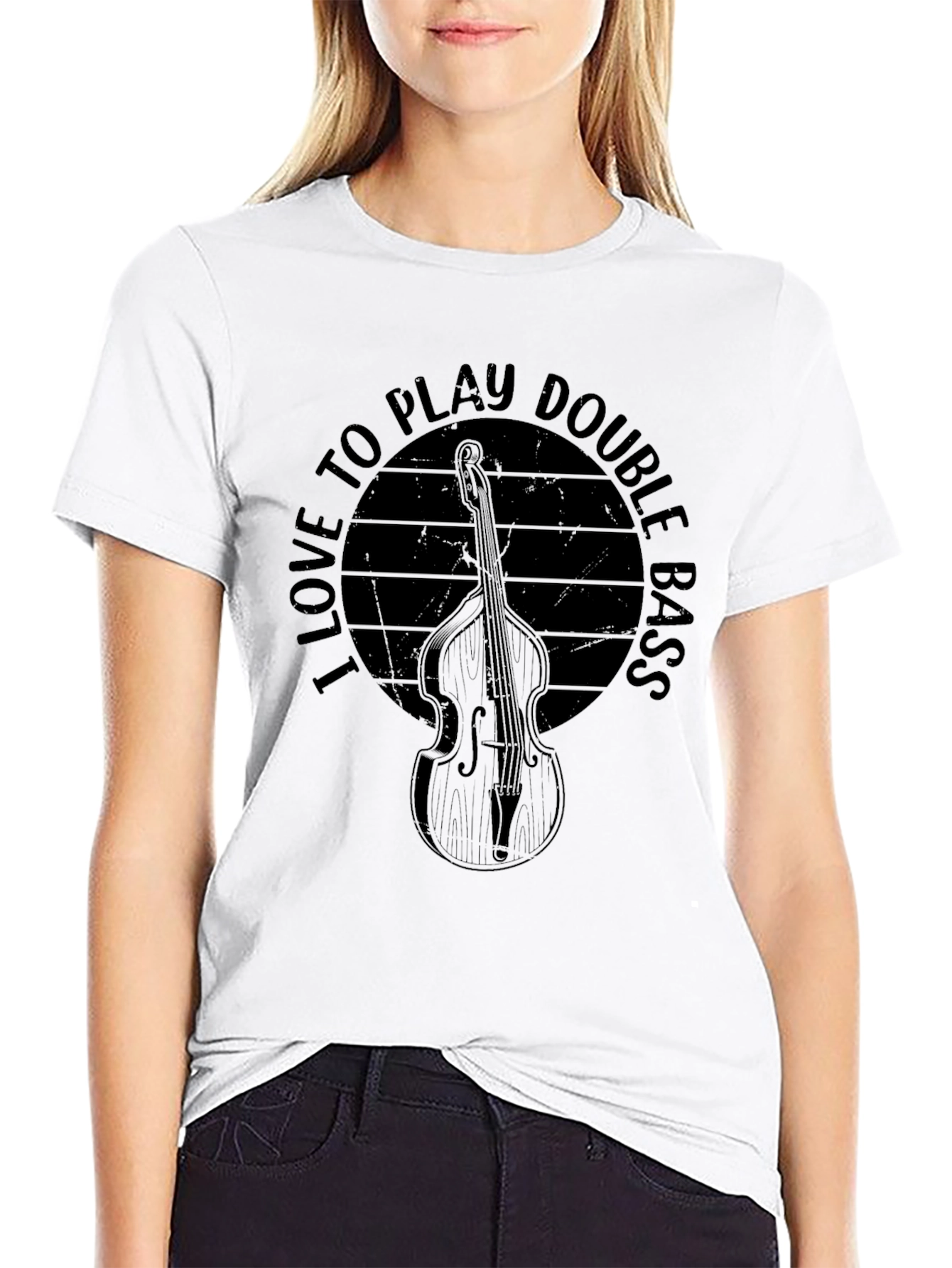 Black I Love To Play Double Bass T-Shirt view 9
