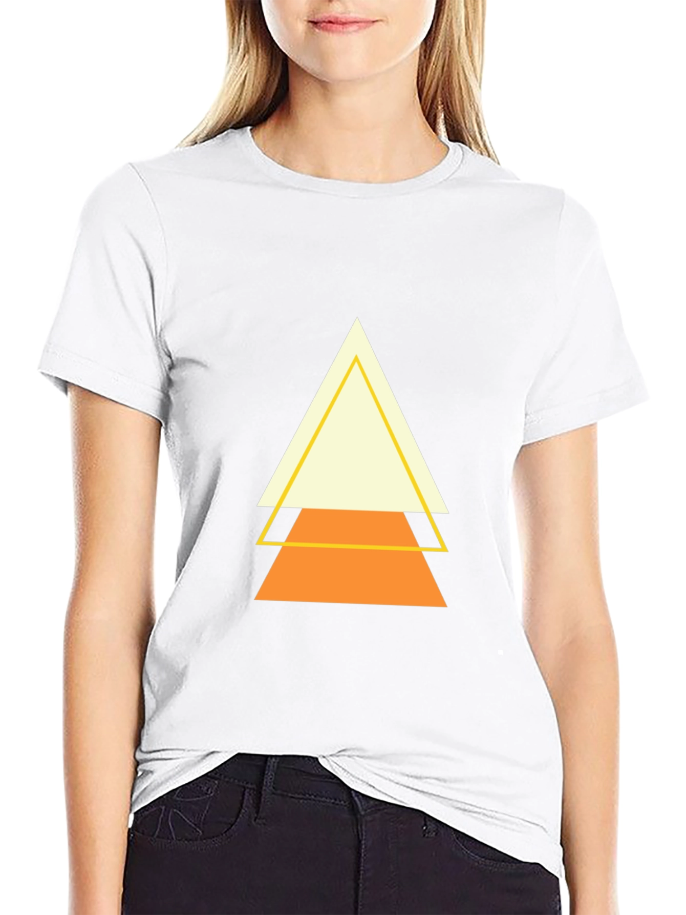 Black Geometric Triangle Graphic Tee - Modern Minimalist Design view 9