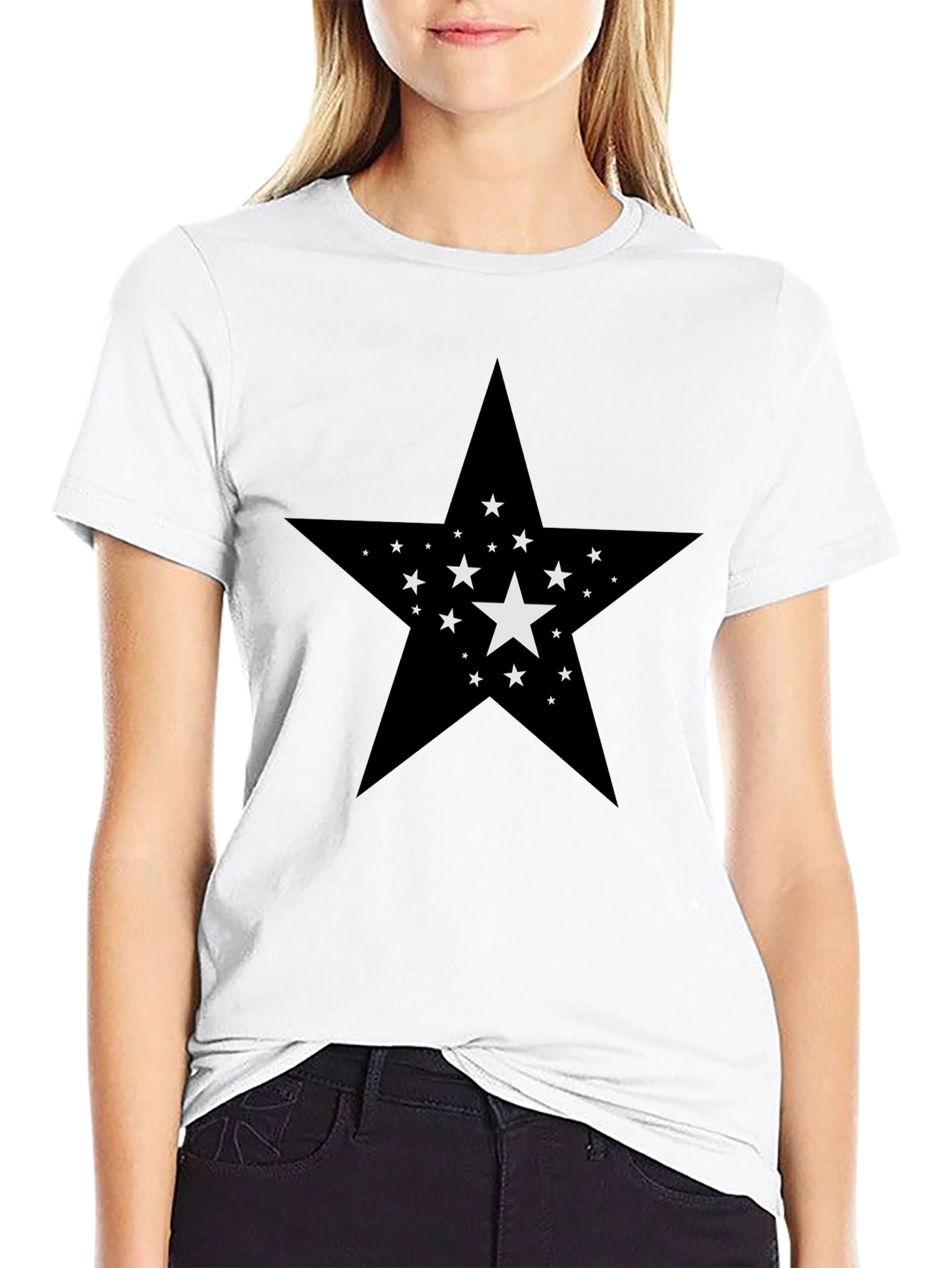 Black Starry Star Black T-Shirt view 9