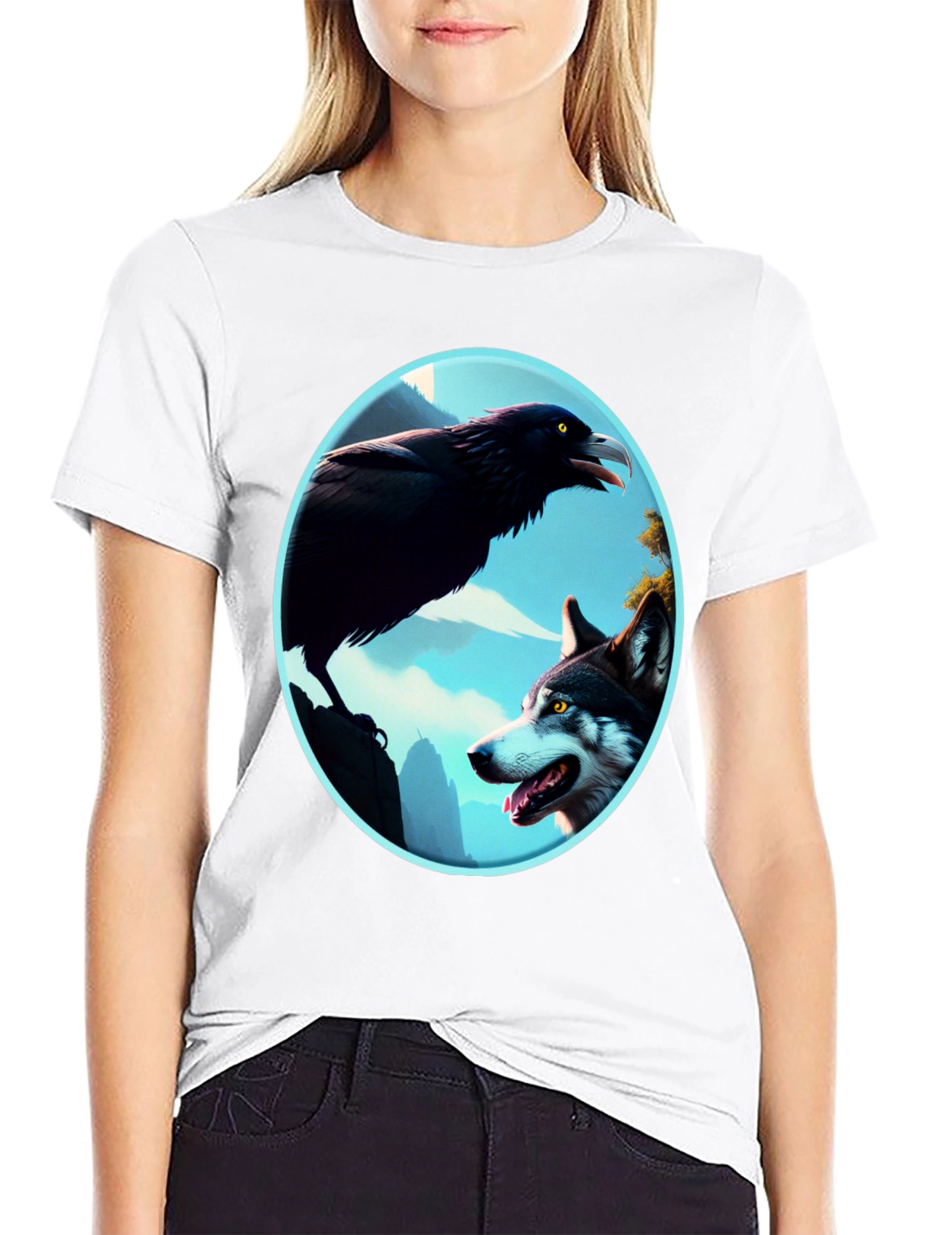 Black Raven and Wolf Graphic Tee view 9