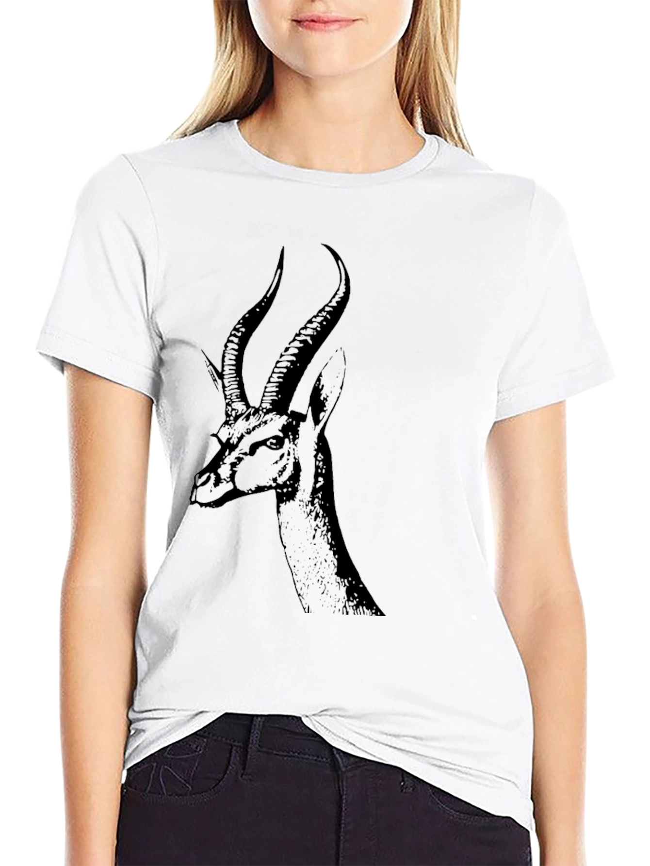 Black Gazelle Graphic Tee - Unique Animal Design - 9