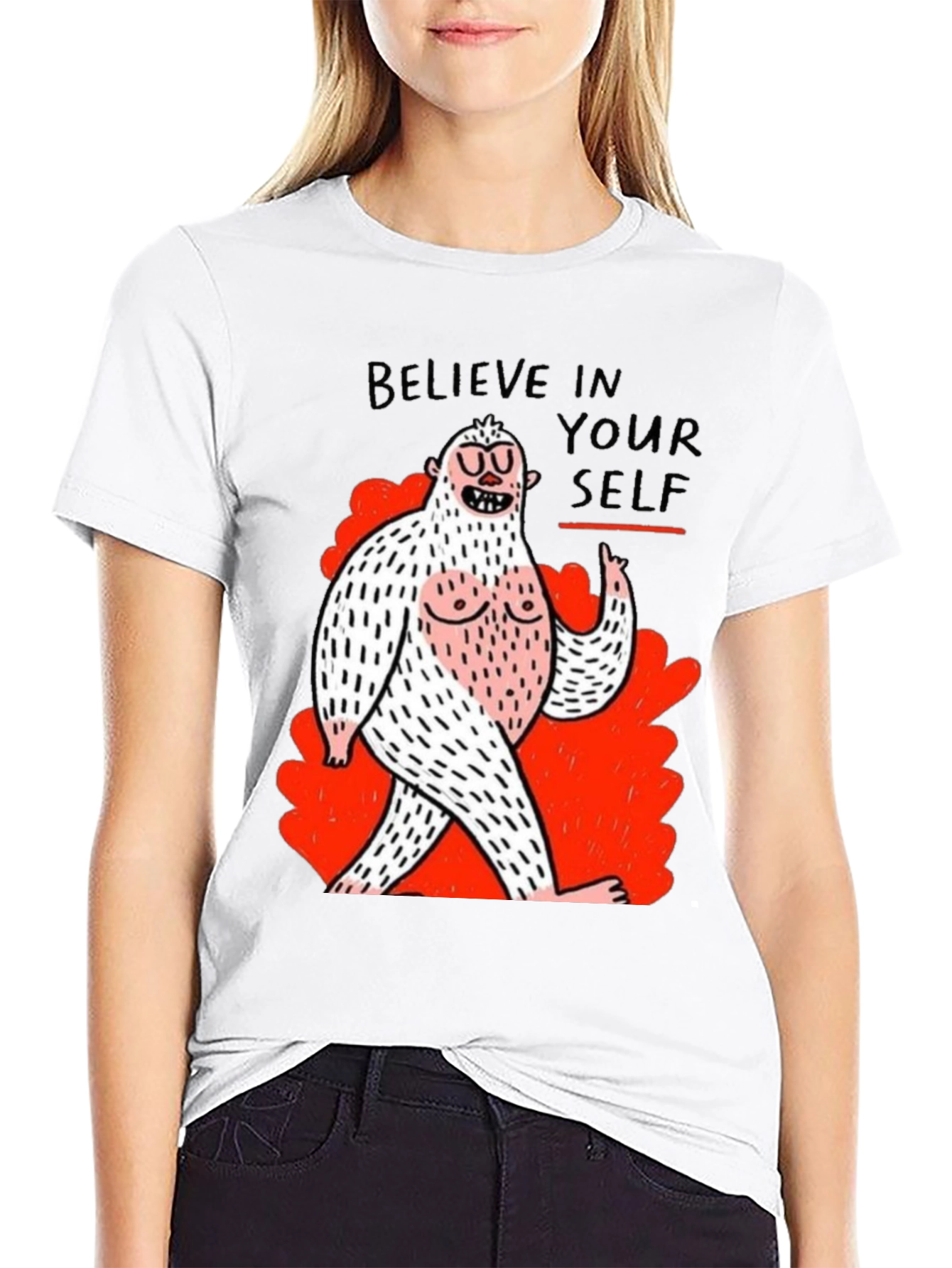 Black Believe In Yourself Funny Graphic Tee view 9
