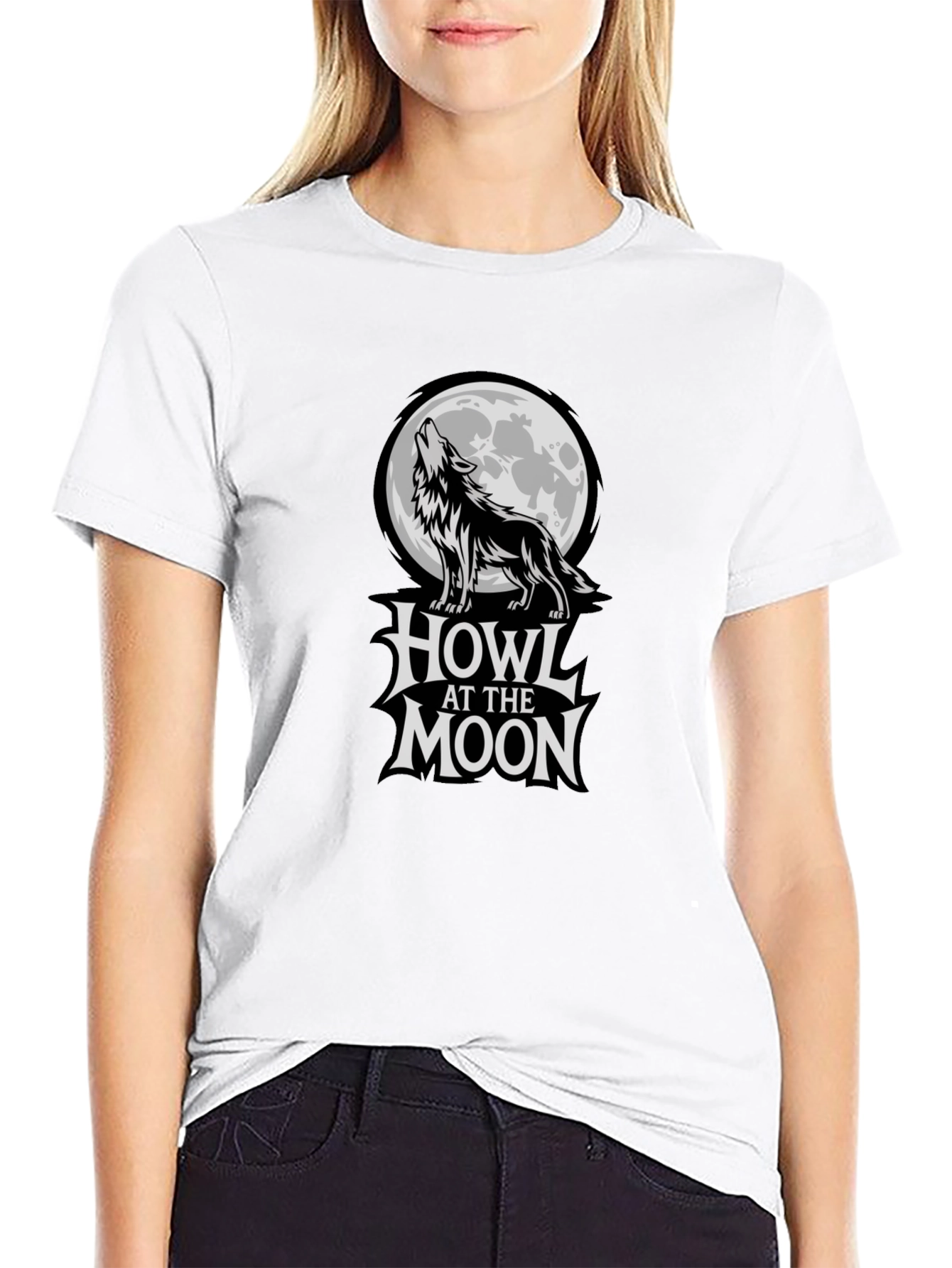 Black Howl at the Moon Graphic T-Shirt - Black view 9
