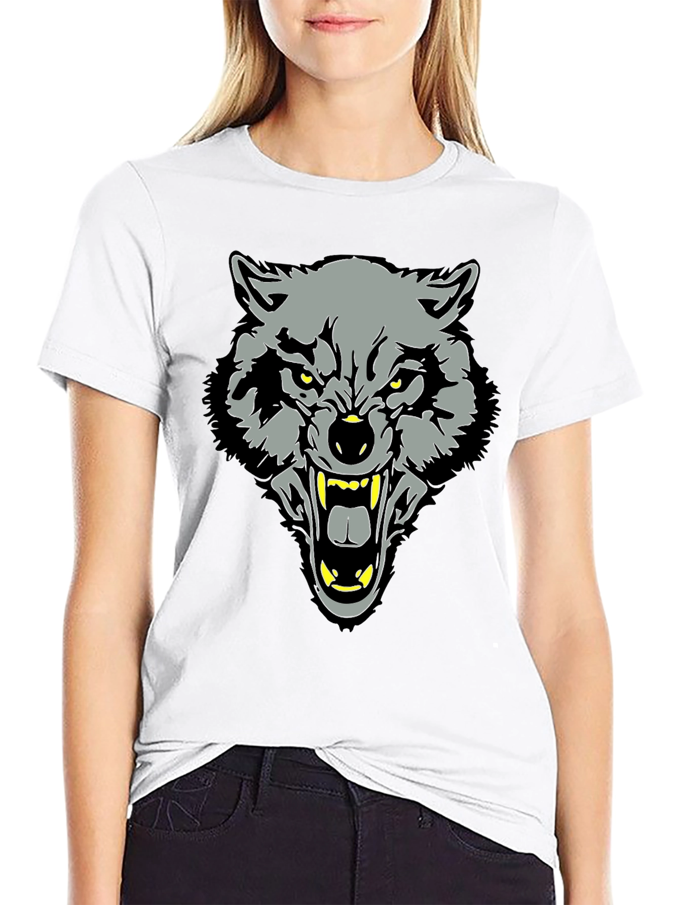 Black Wolf Graphic Black T-Shirt view 9
