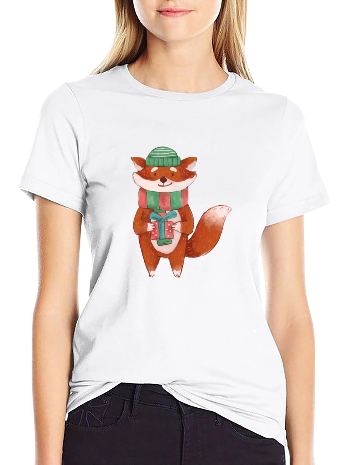 Black Festive Fox Graphic Tee - Holiday Cheer view 9