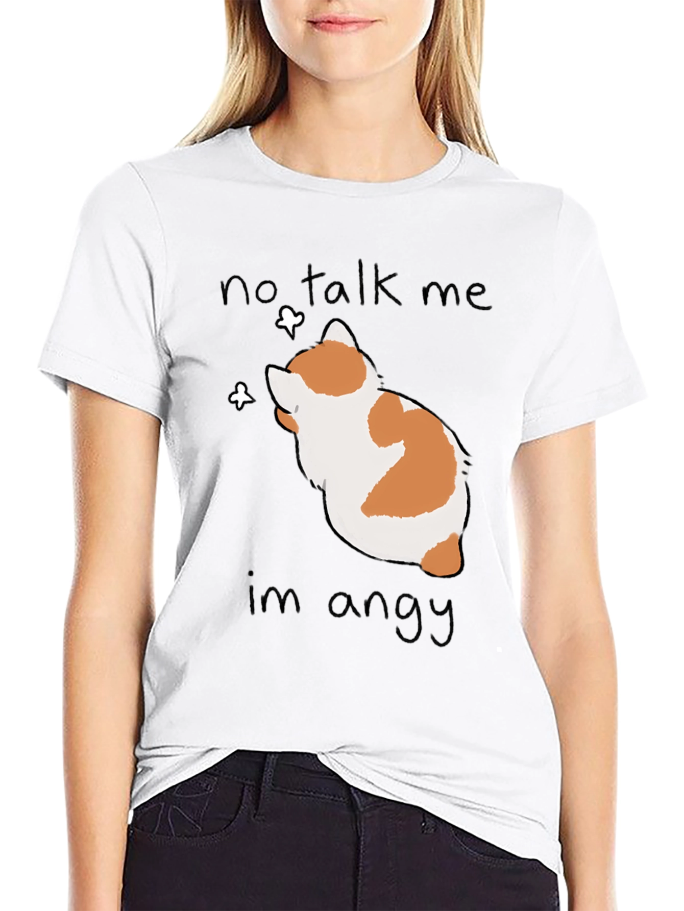 Black No Talk Me I'm Angy T-Shirt - Funny Cat Tee view 9