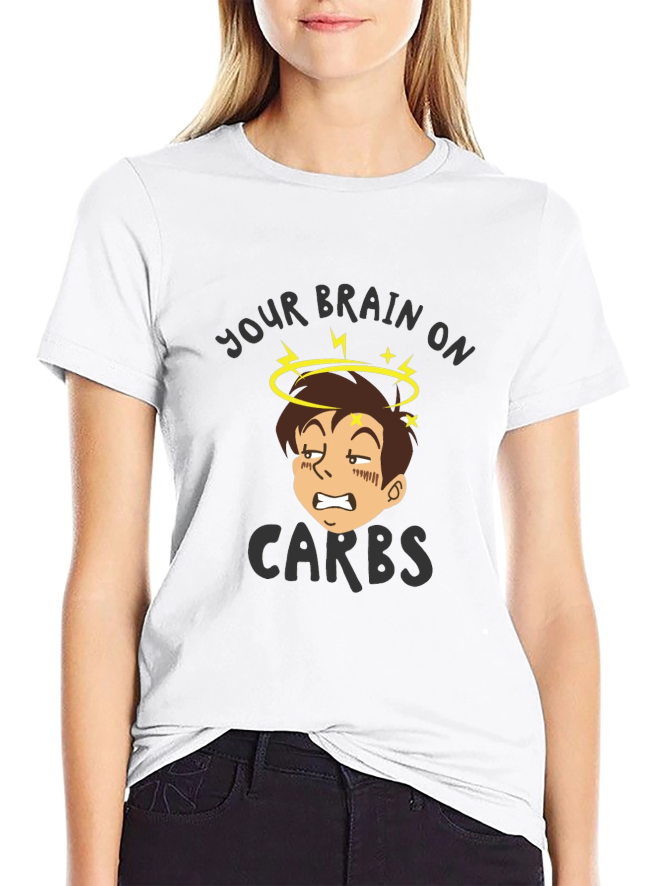 Black Your Brain On Carbs Black T-Shirt view 9