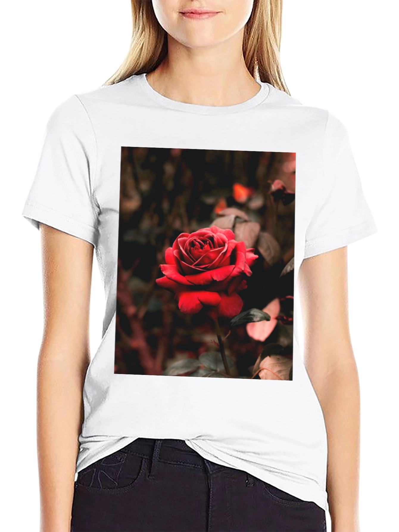 Black Rose Graphic Tee - Black Cotton T-Shirt view 9