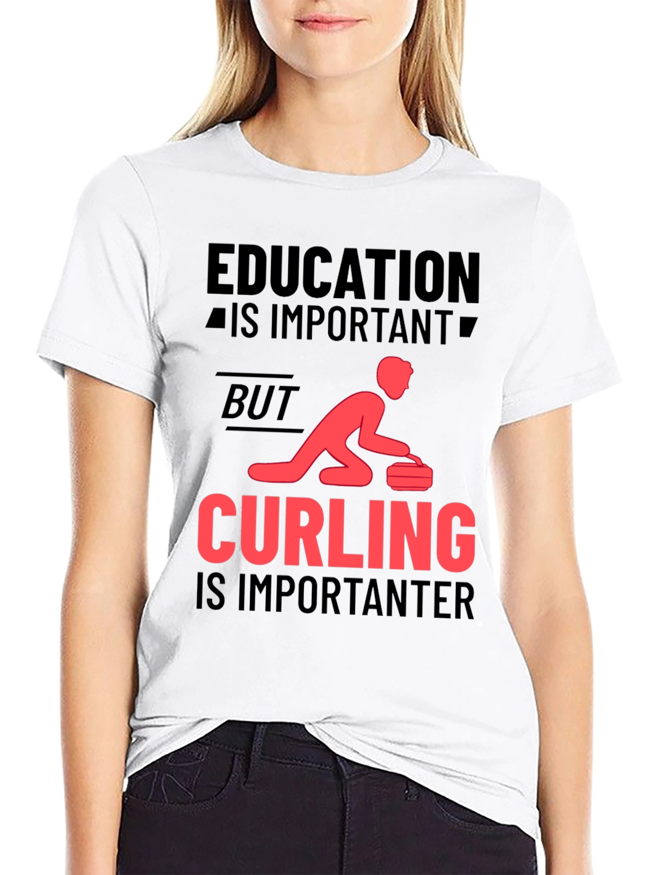 Black Education Important? Curling Importanter T-Shirt view 9