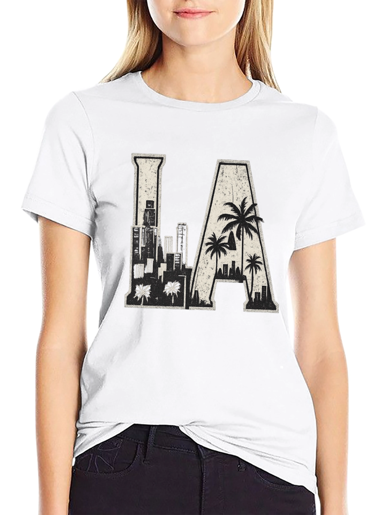 Black LA Skyline Graphic Tee - Urban Style view 9