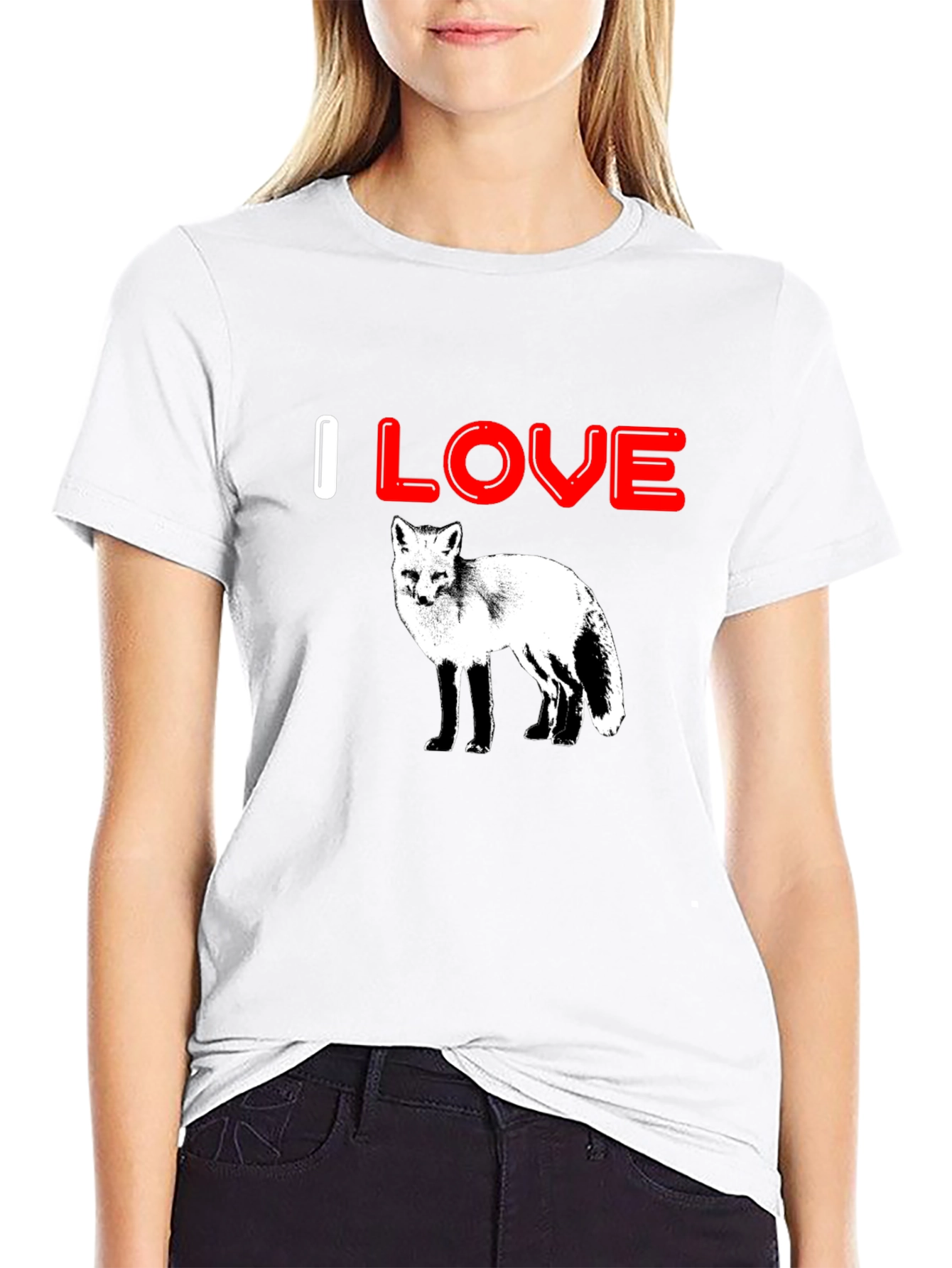 Black I Love Foxes Graphic Tee - Black Cotton T-Shirt view 9