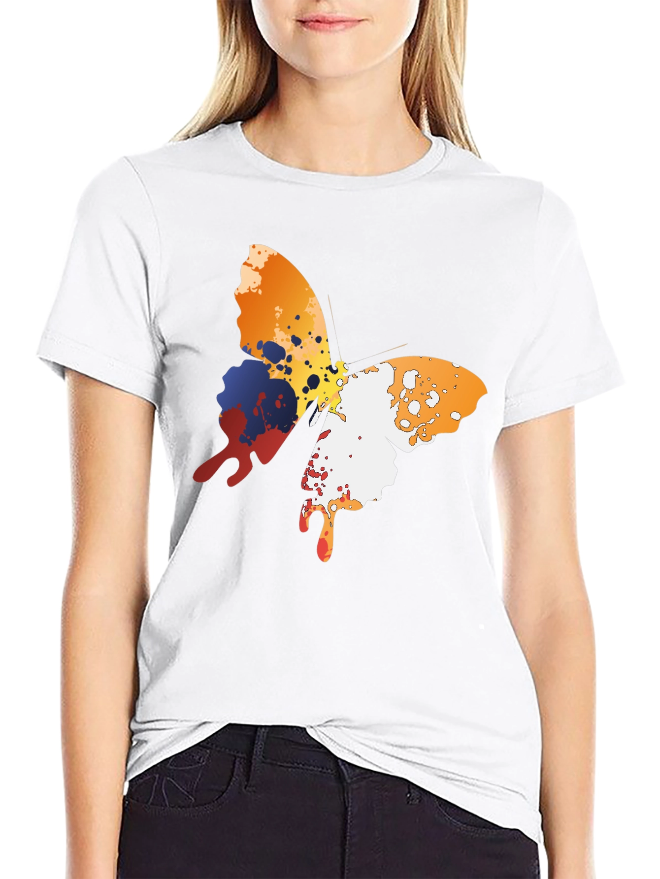 Black Abstract Butterfly Graphic Men's Black T-Shirt view 9