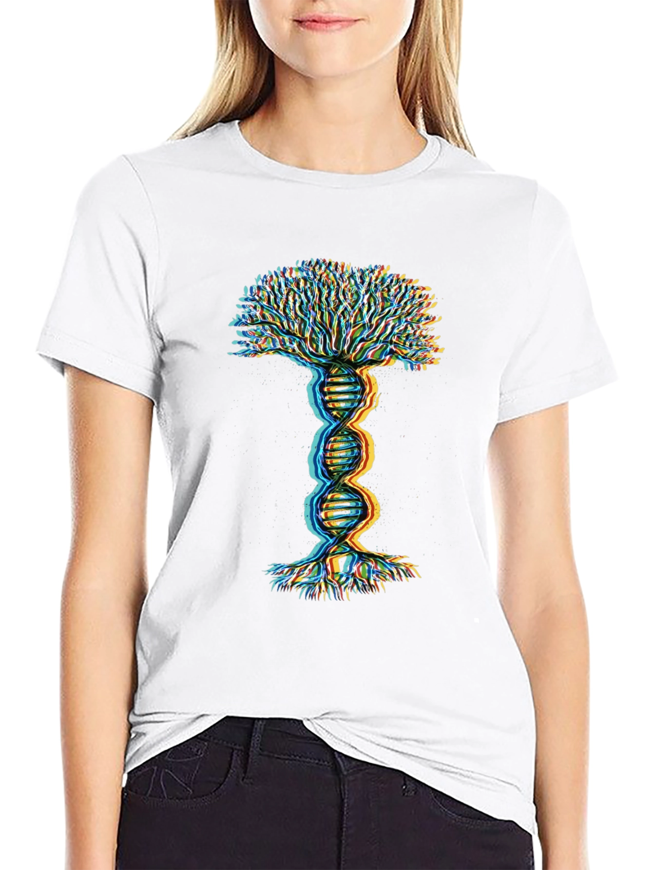Black DNA Tree of Life Graphic Tee - Black view 9