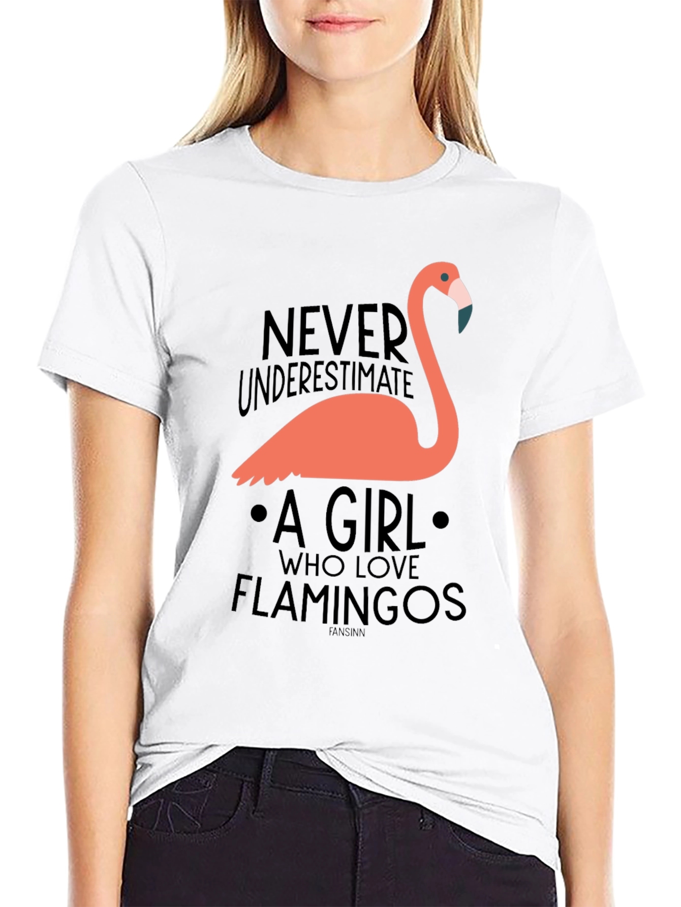 Black Funny Flamingo Lover T-Shirt - Never Underestimate a Girl view 9