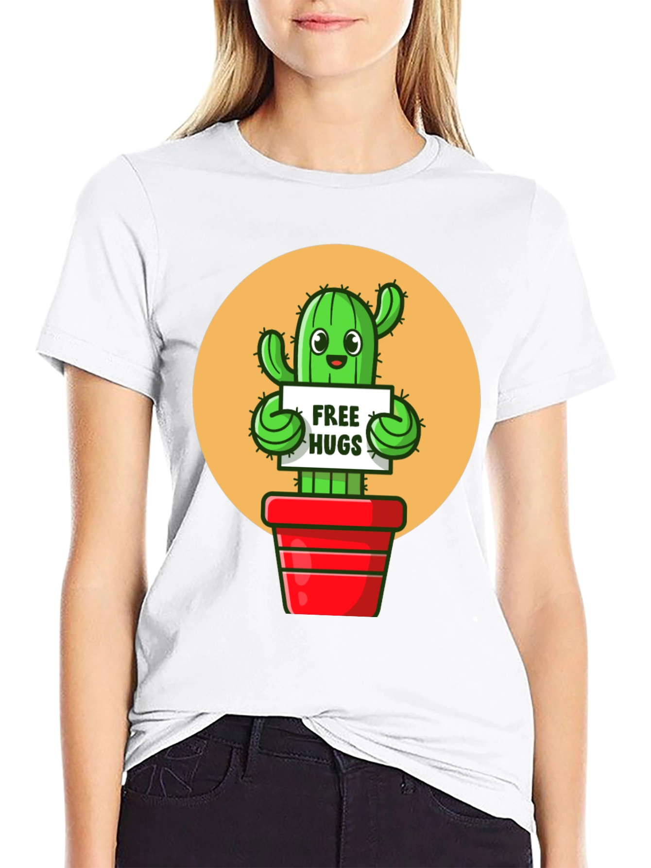Black Cactus Free Hugs Graphic Tee view 9