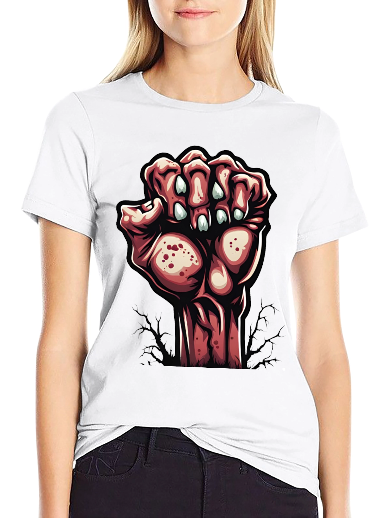 Black Zombie Hand Graphic Tee - Unique Halloween Style view 9