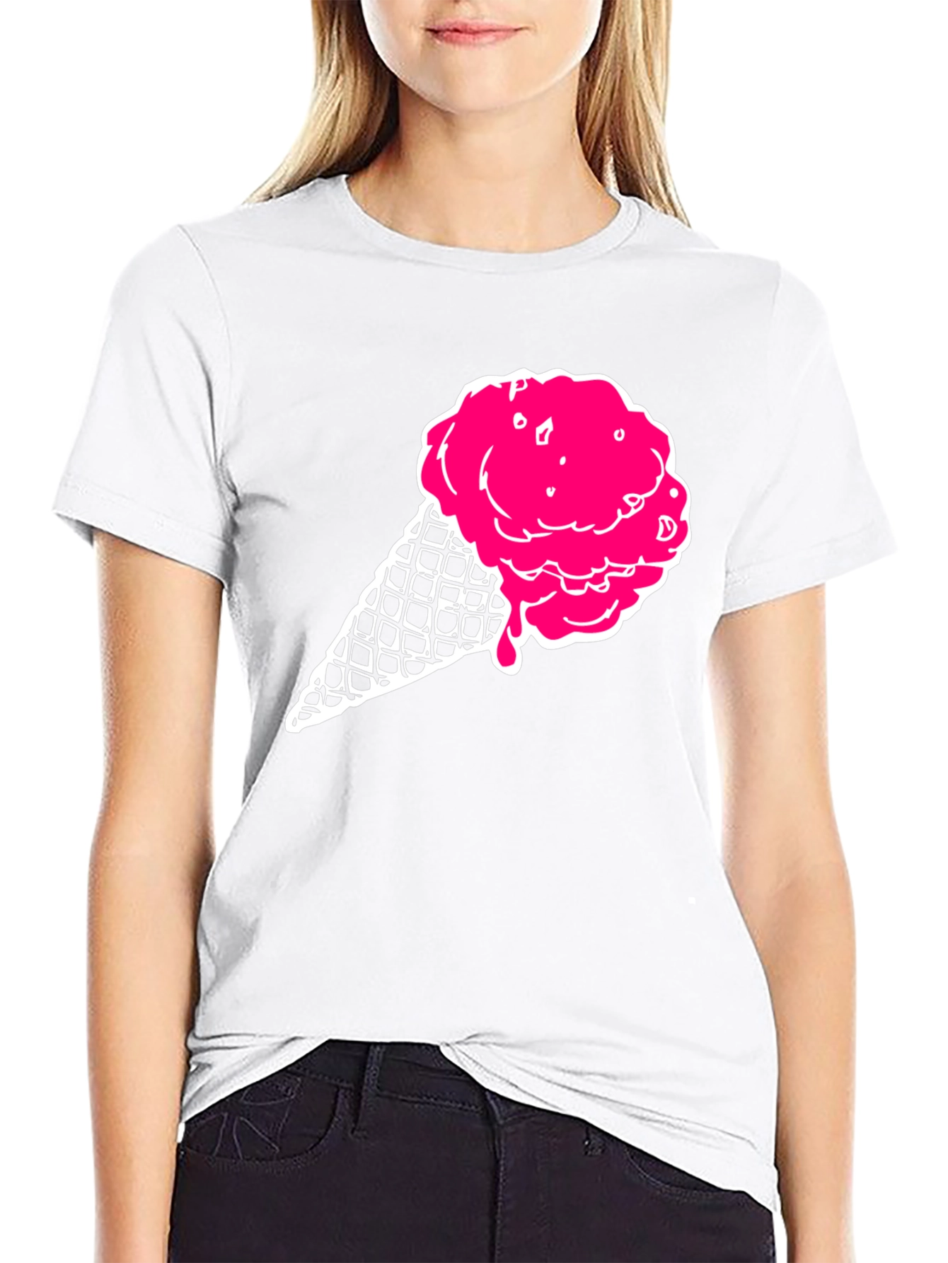 Black Ice Cream Graphic Tee - Black Cotton T-Shirt view 9