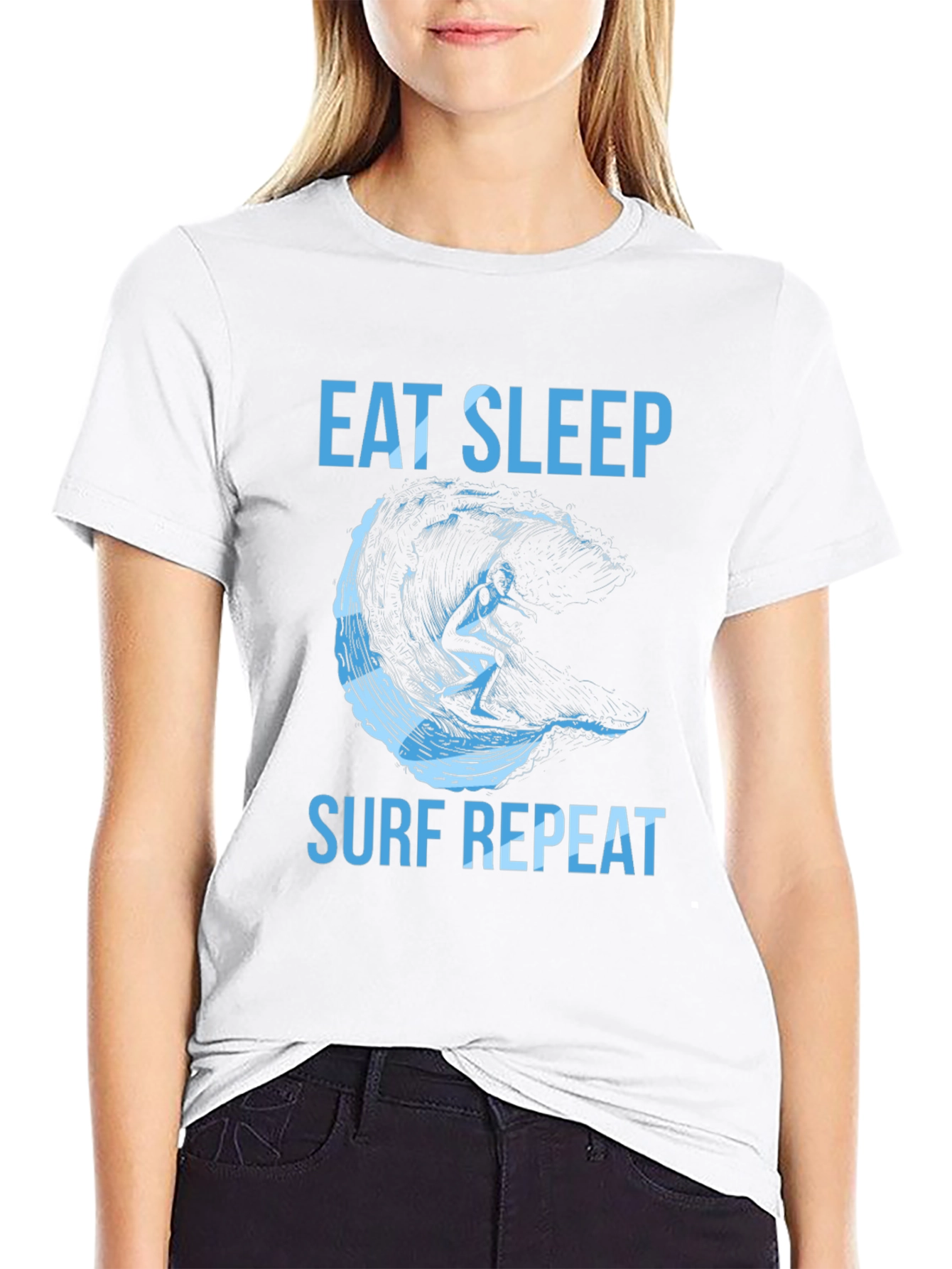 Black Eat Sleep Surf Repeat Graphic Tee view 9