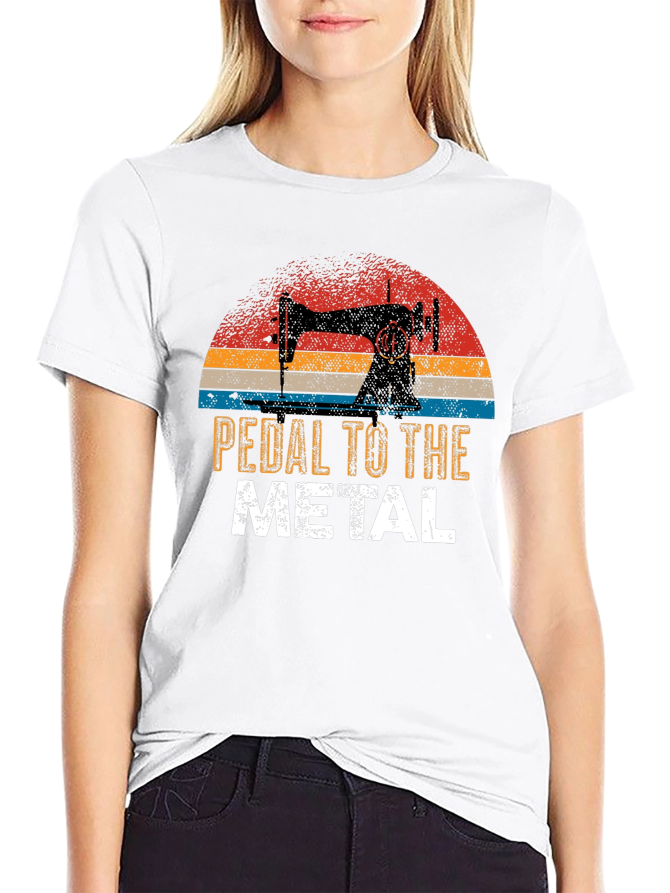 Black Pedal to the Metal Sewing Machine Graphic T-Shirt view 9