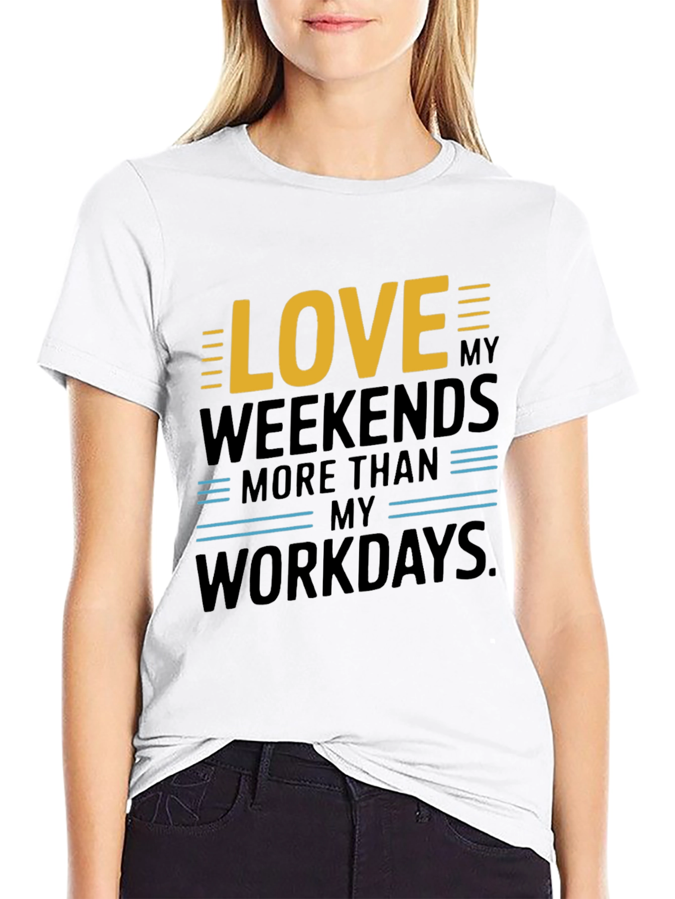 Black Love My Weekends Graphic Tee - Black Cotton view 9