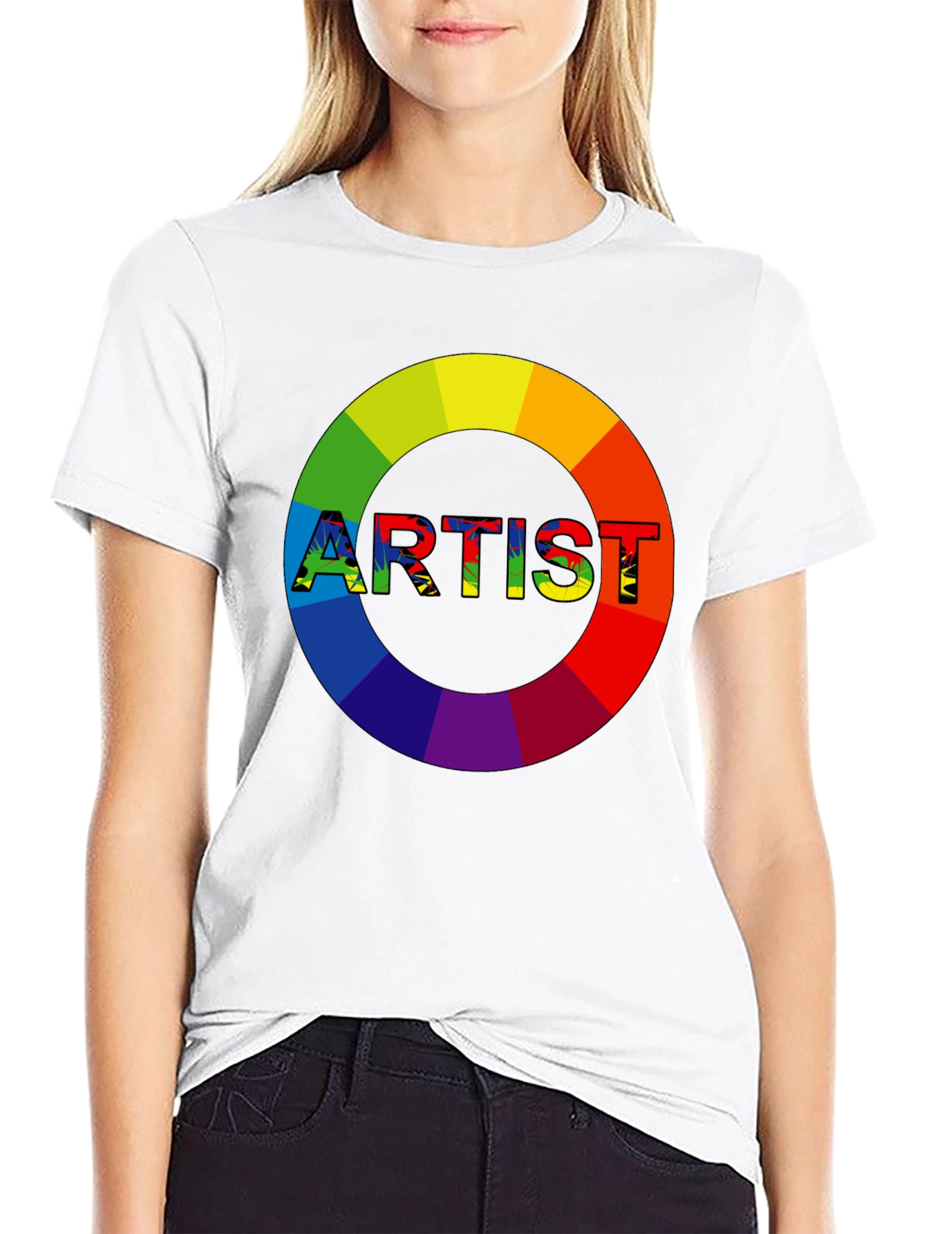 Black Rainbow Artist Graphic Tee - Creative Expression view 9