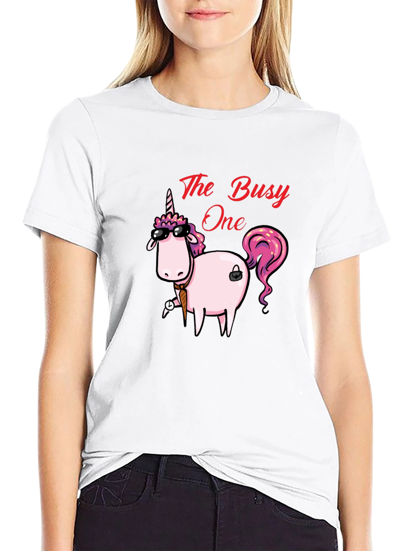 Black The Busy One Unicorn Graphic T-Shirt view 9