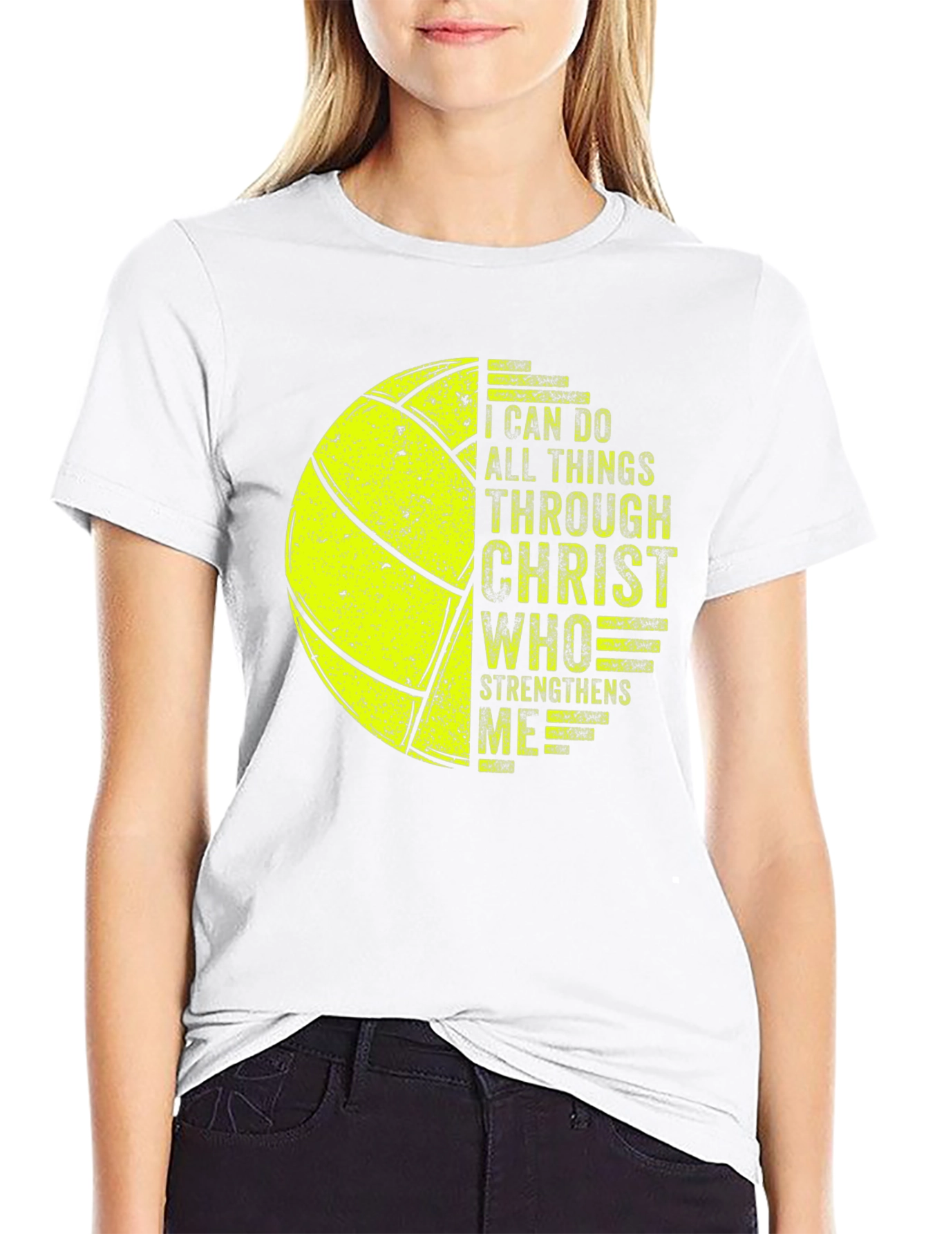 Black Volleyball Christian T-Shirt - I Can Do All Things Through Christ view 9