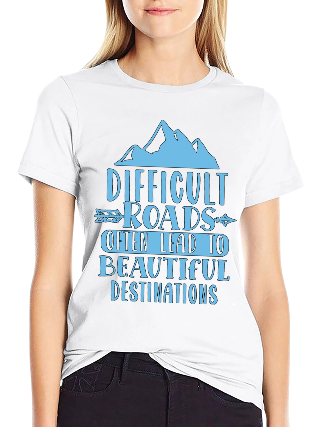 Black Difficult Roads Graphic Tee - Adventure Awaits view 9