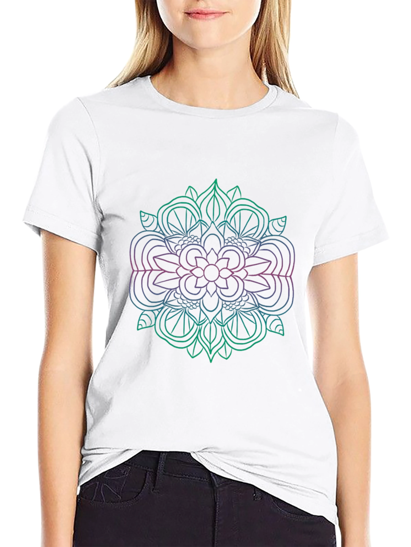 Black Geometric Mandala Graphic Tee - Black view 9